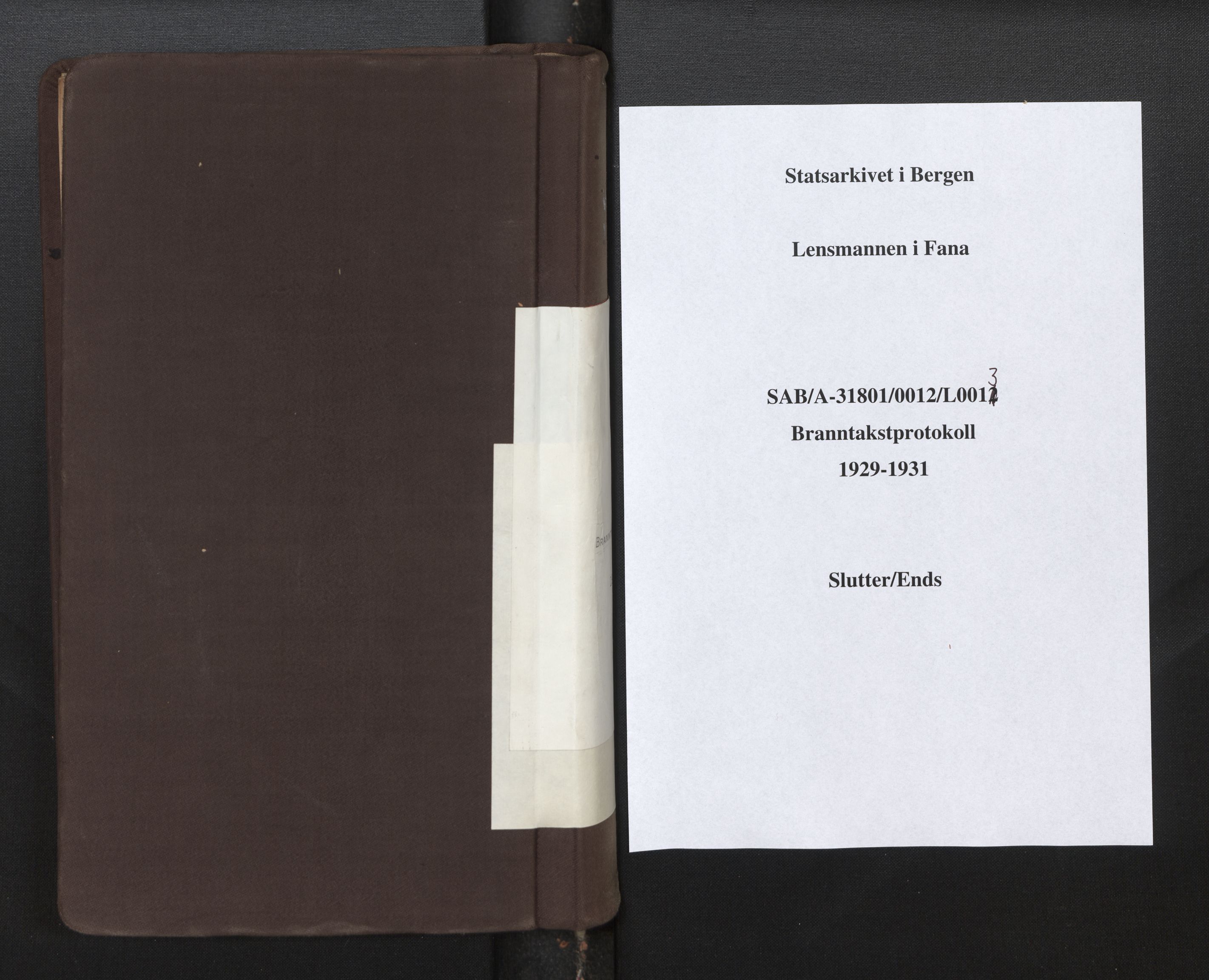 Lensmannen i Fana, AV/SAB-A-31801/0012/L0013: Branntakstprotokoll, 1929-1931