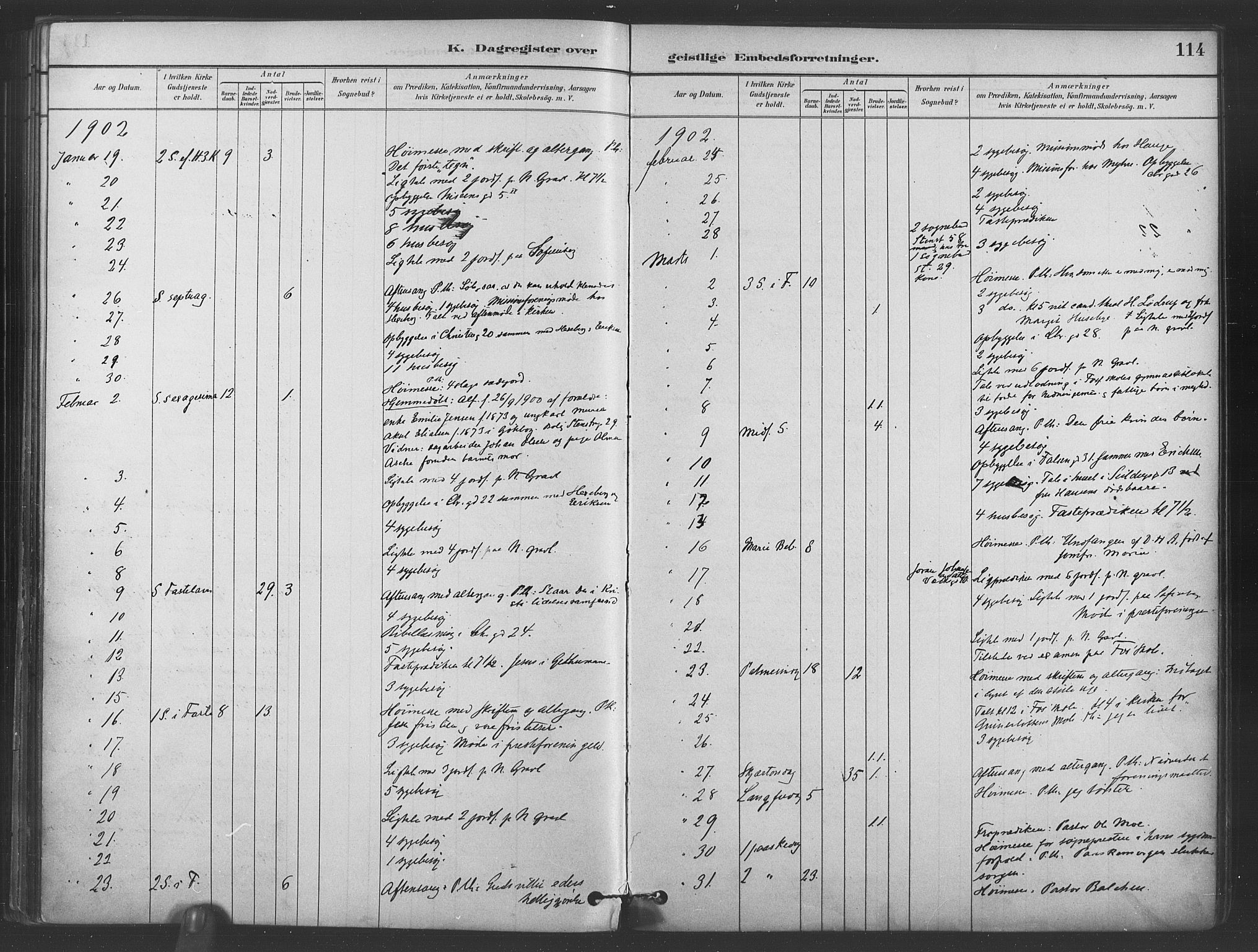 Paulus prestekontor Kirkebøker, SAO/A-10871/I/Ib/L0001: Diary records no. II 1, 1882-1910, p. 114
