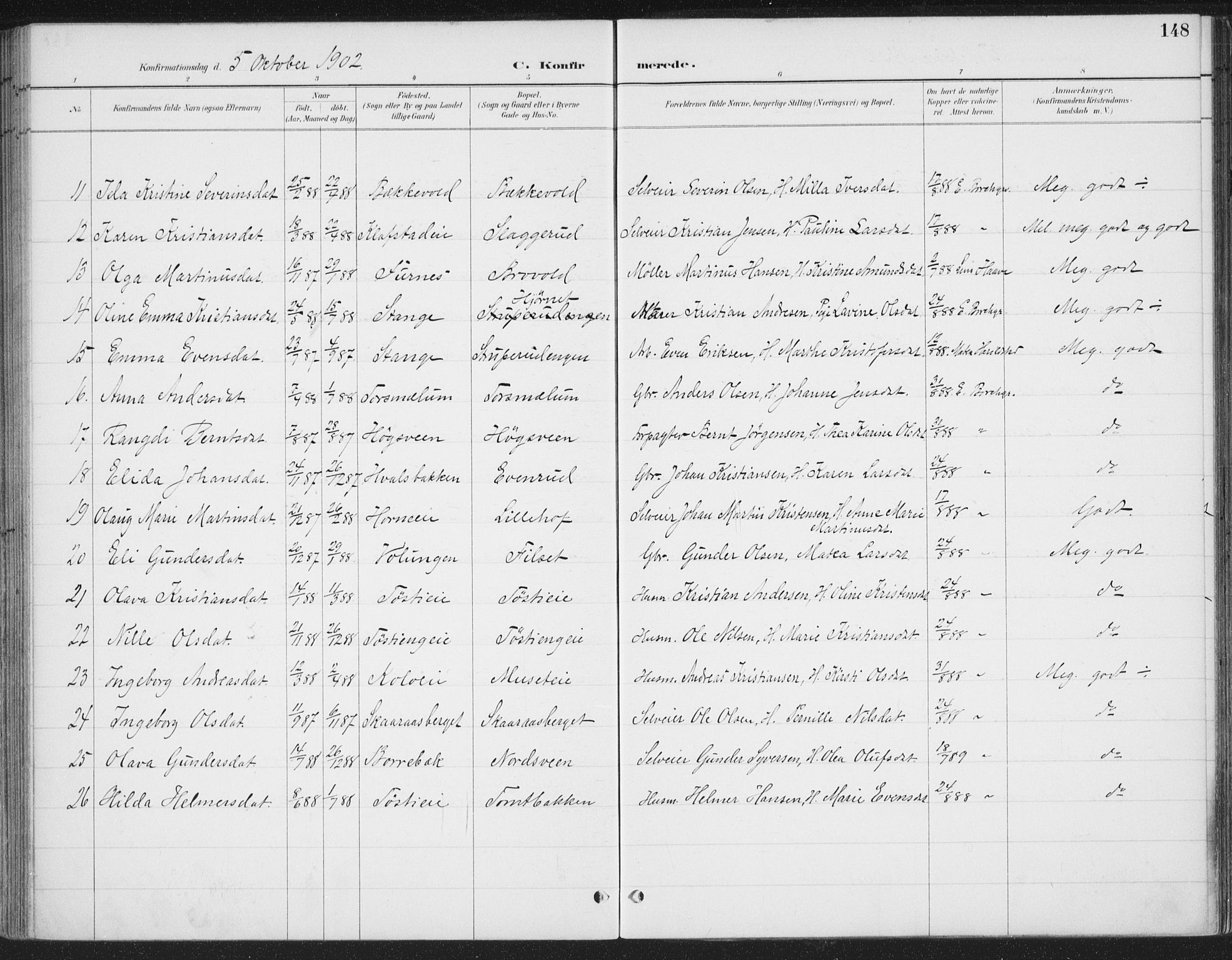 Romedal prestekontor, AV/SAH-PREST-004/K/L0008: Parish register (official) no. 8, 1887-1905, p. 148