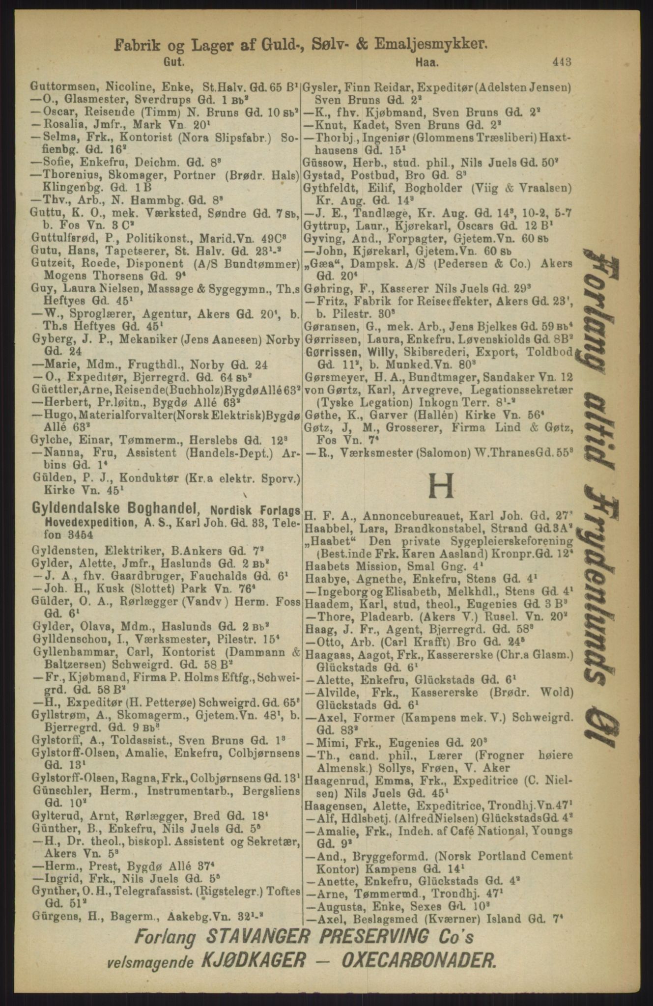 Kristiania/Oslo adressebok, PUBL/-, 1911, p. 443