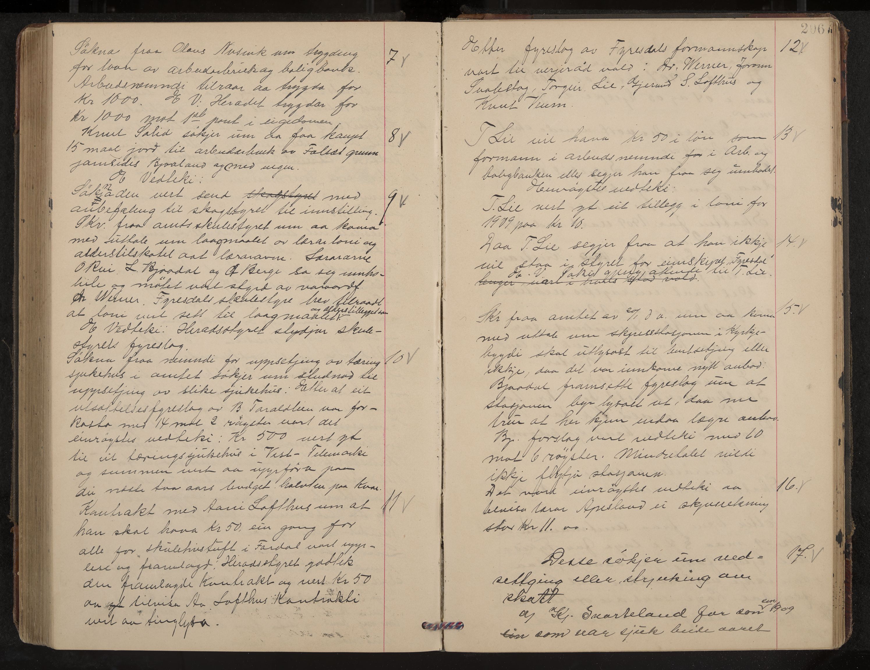 Fyresdal formannskap og sentraladministrasjon, IKAK/0831021-1/Aa/L0004: Møtebok, 1903-1911, p. 206