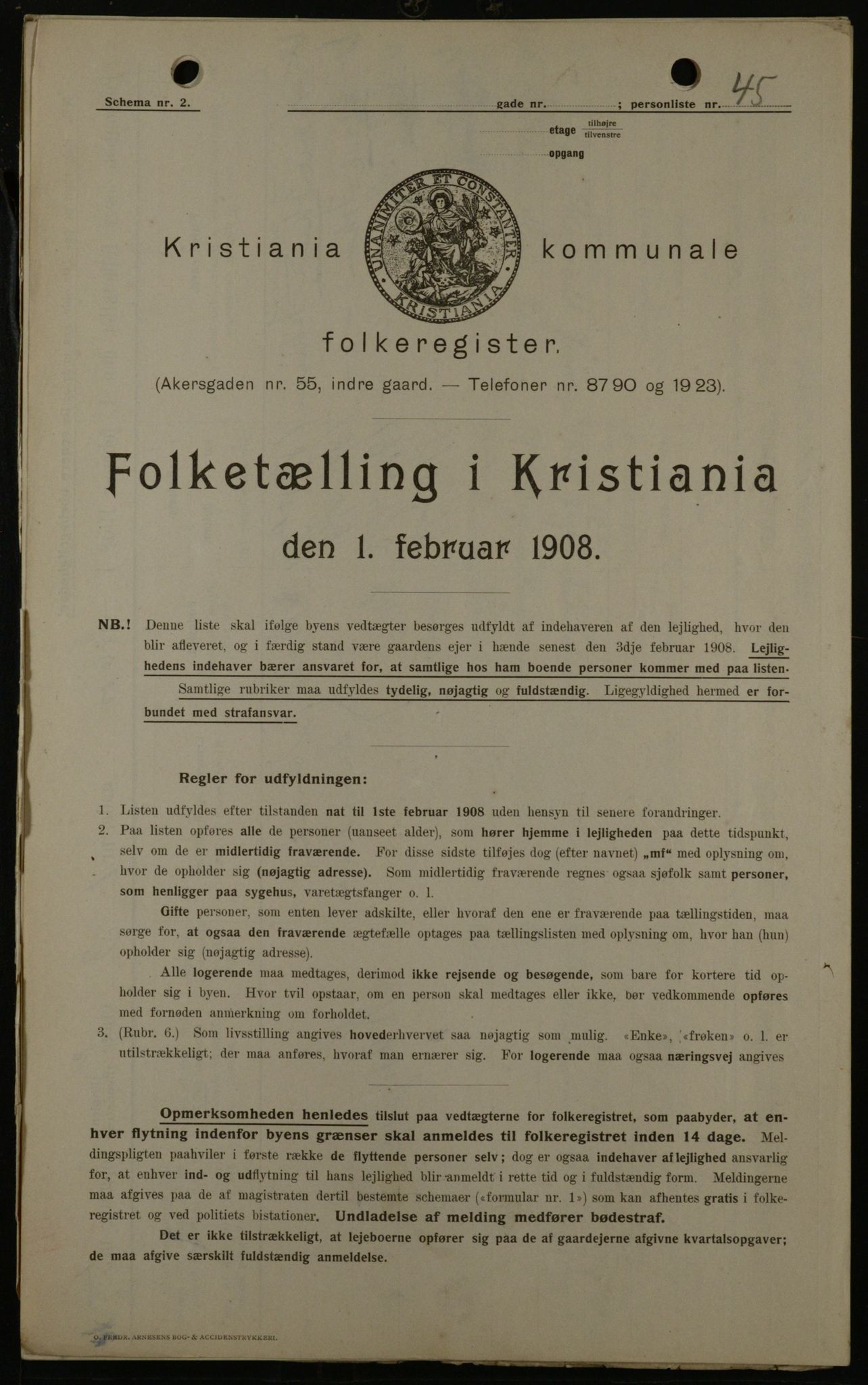 OBA, Municipal Census 1908 for Kristiania, 1908, p. 1987