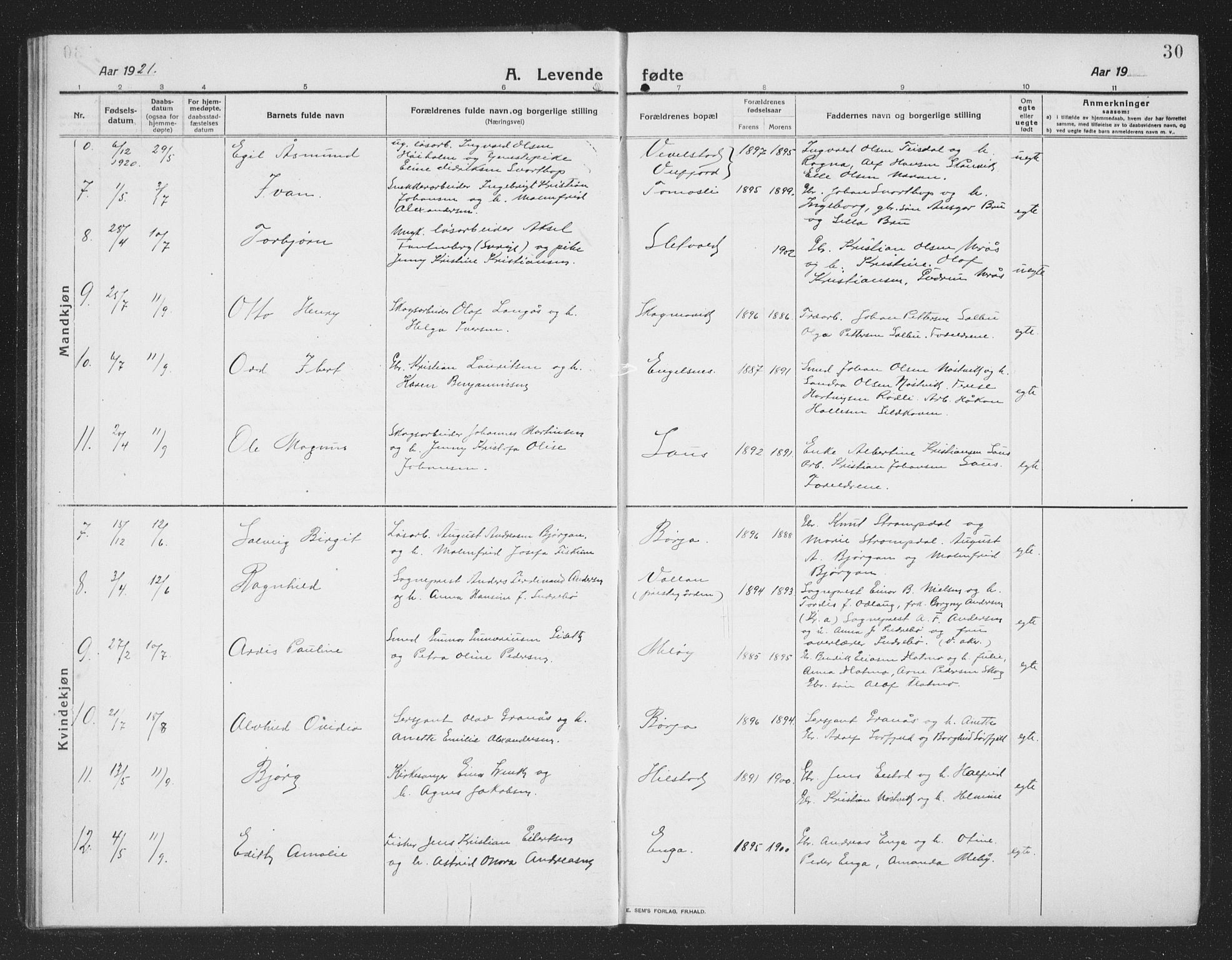 Ministerialprotokoller, klokkerbøker og fødselsregistre - Nordland, AV/SAT-A-1459/814/L0231: Parish register (copy) no. 814C04, 1912-1926, p. 30