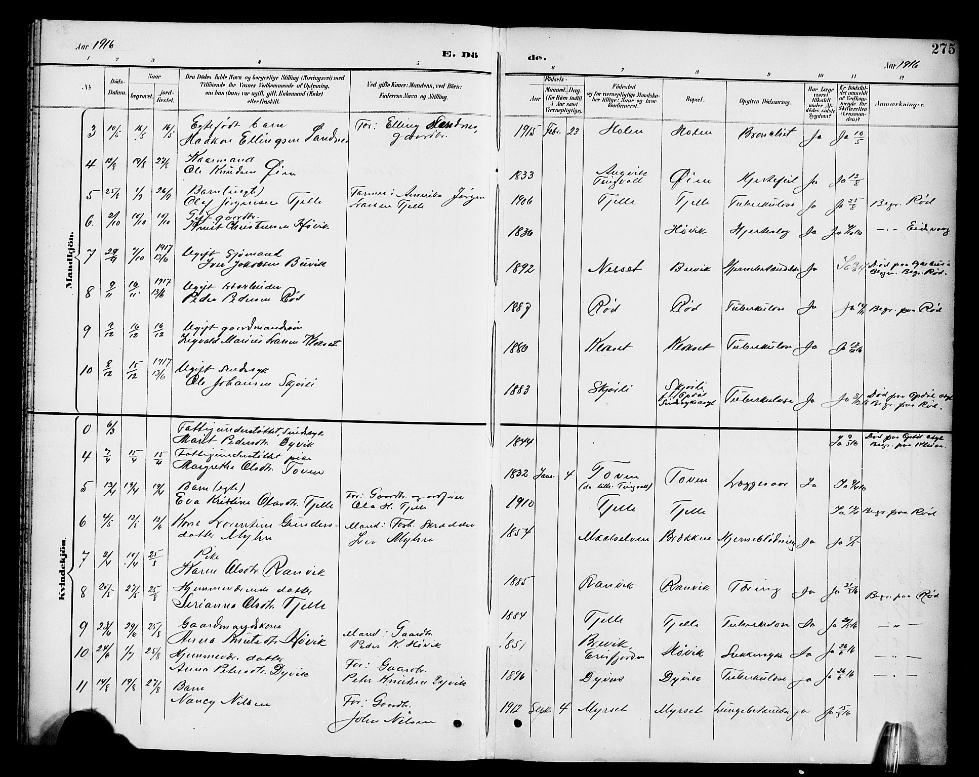 Ministerialprotokoller, klokkerbøker og fødselsregistre - Møre og Romsdal, AV/SAT-A-1454/551/L0632: Parish register (copy) no. 551C04, 1894-1920, p. 275