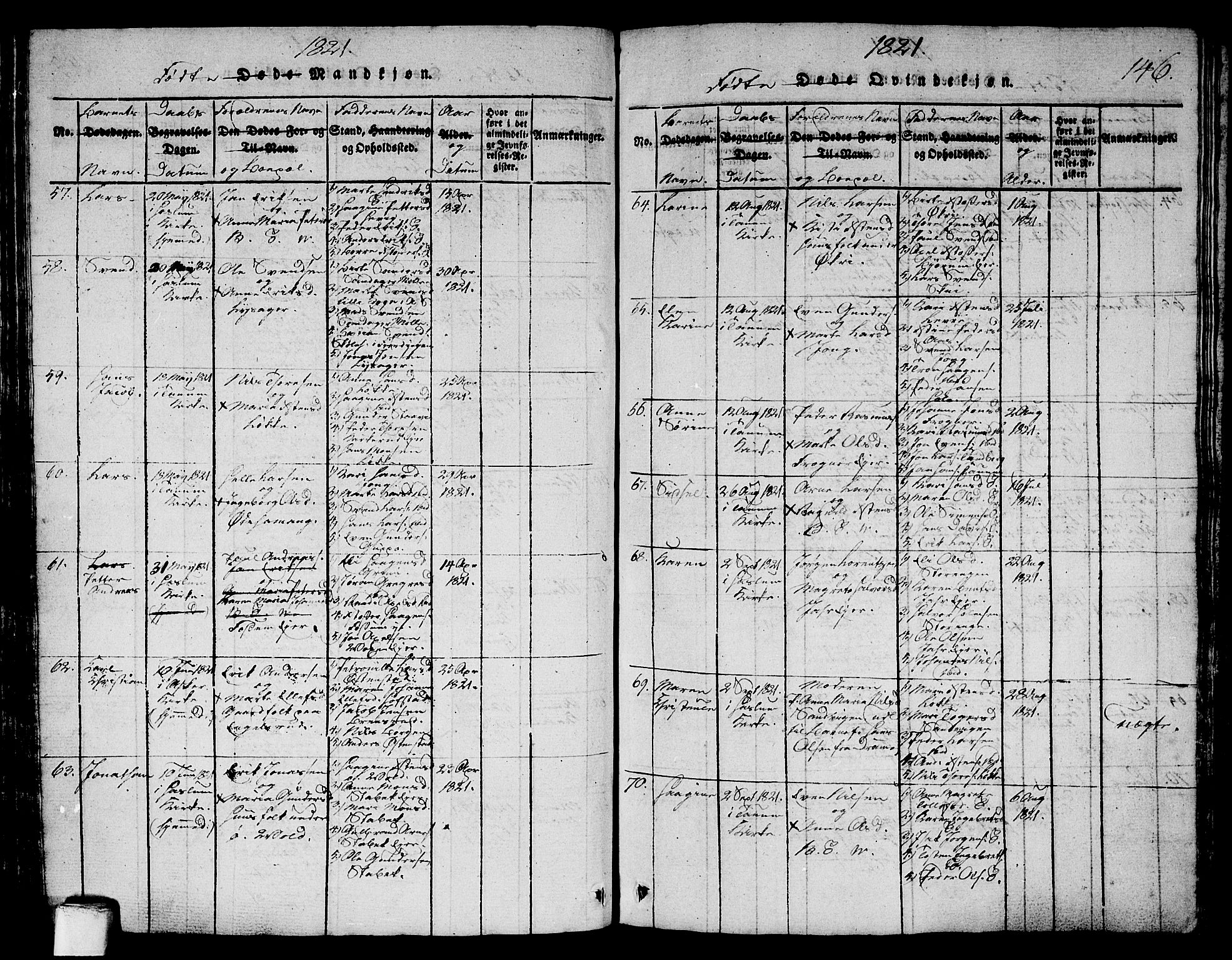 Asker prestekontor Kirkebøker, AV/SAO-A-10256a/G/Ga/L0001: Parish register (copy) no. I 1, 1814-1830, p. 146