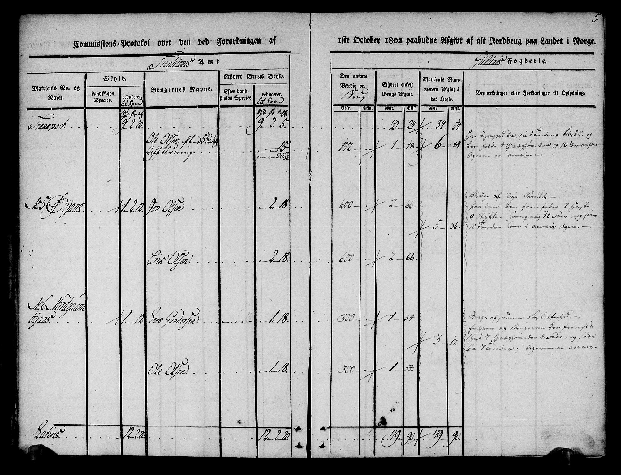 Rentekammeret inntil 1814, Realistisk ordnet avdeling, AV/RA-EA-4070/N/Ne/Nea/L0136a: Orkdal og Gauldal fogderi. Kommisjonsprotokoll for Gauldalen, 1803, p. 6