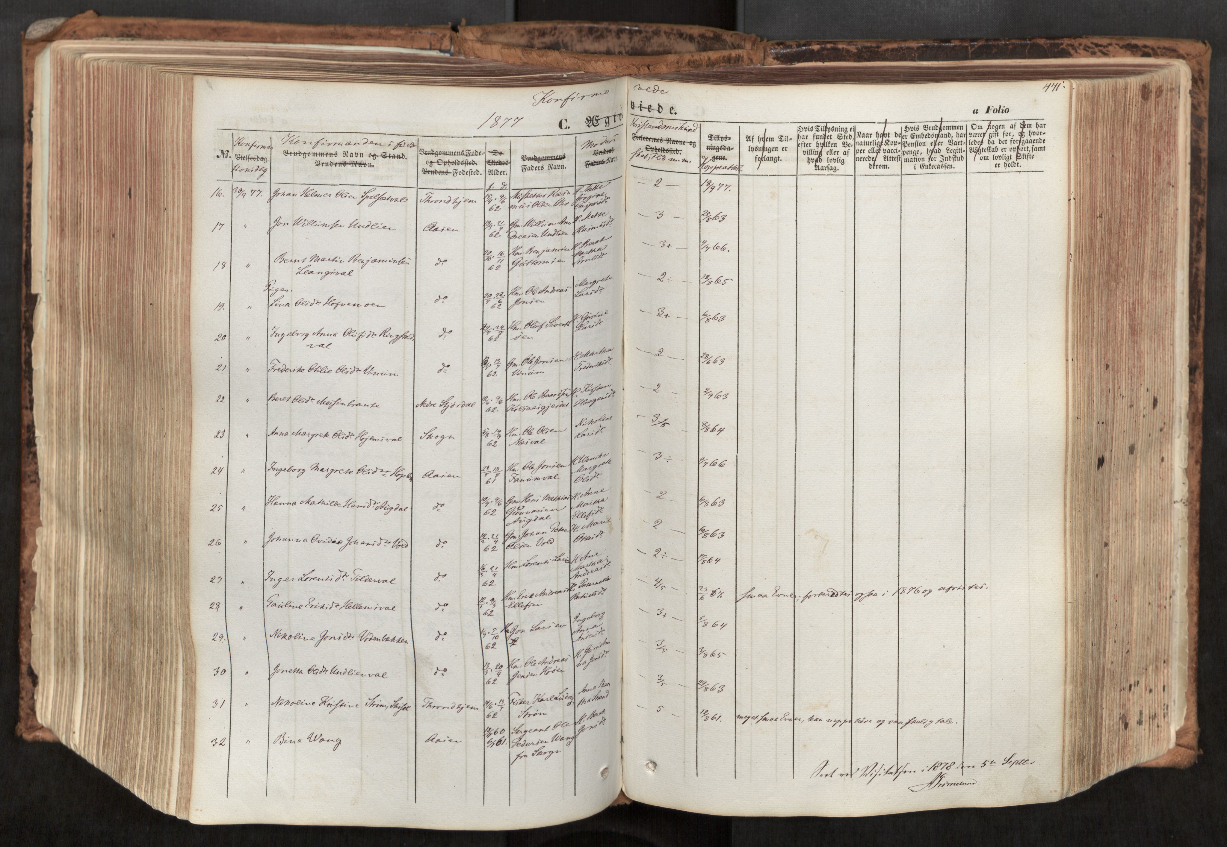 Ministerialprotokoller, klokkerbøker og fødselsregistre - Nord-Trøndelag, SAT/A-1458/713/L0116: Parish register (official) no. 713A07, 1850-1877, p. 441