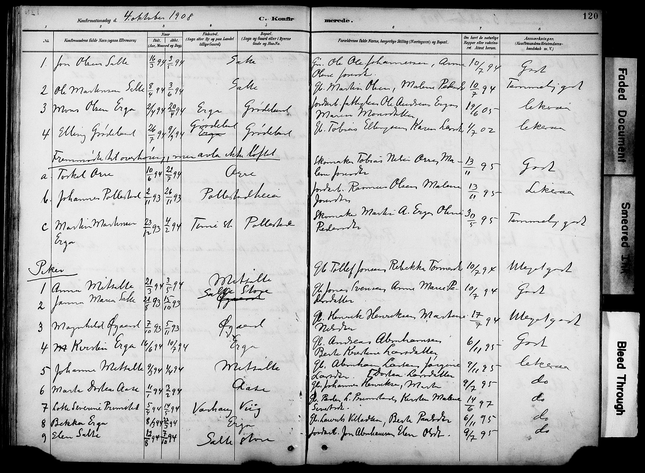 Klepp sokneprestkontor, SAST/A-101803/001/3/30BB/L0005: Parish register (copy) no. B 5, 1889-1918, p. 120