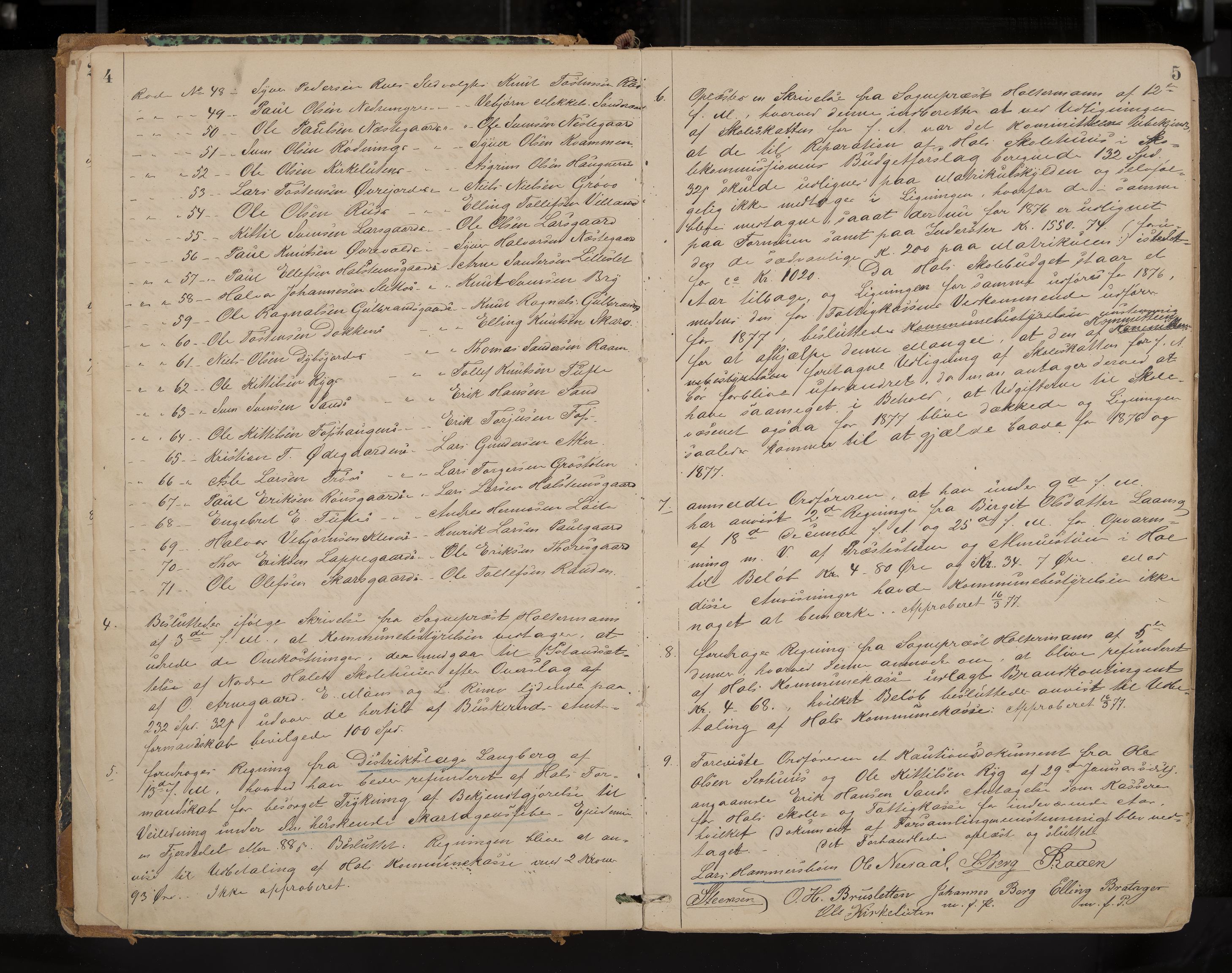 Hol formannskap og sentraladministrasjon, IKAK/0620021-1/A/L0001: Møtebok, 1877-1893, p. 4-5