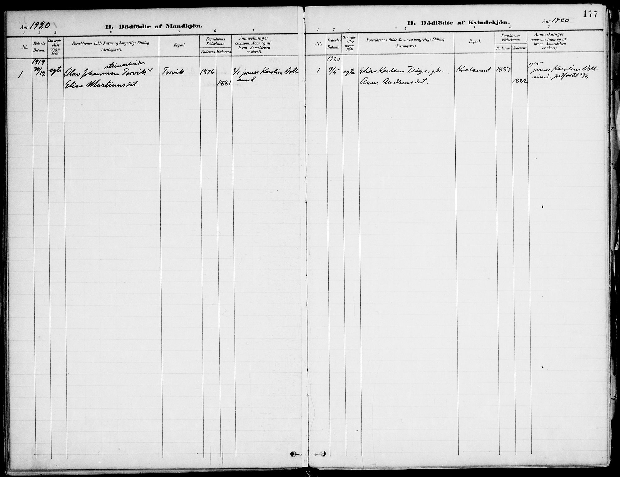 Ministerialprotokoller, klokkerbøker og fødselsregistre - Møre og Romsdal, SAT/A-1454/507/L0075: Parish register (official) no. 507A10, 1901-1920, p. 177