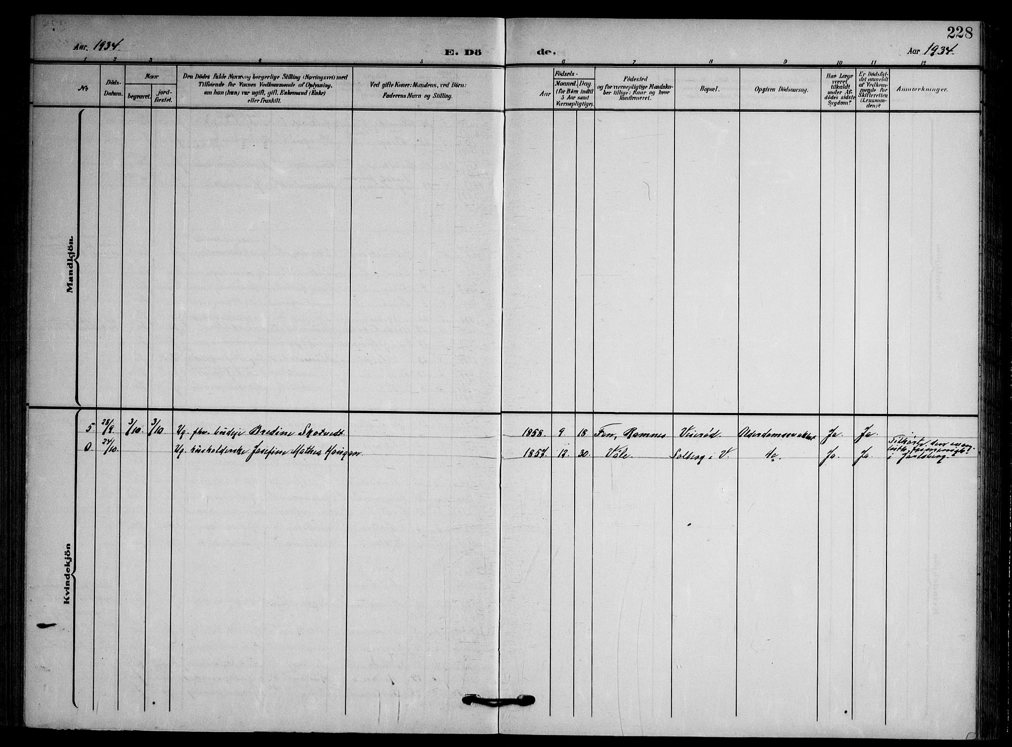 Våle kirkebøker, AV/SAKO-A-334/F/Fa/L0012: Parish register (official) no. I 12, 1907-1934, p. 228