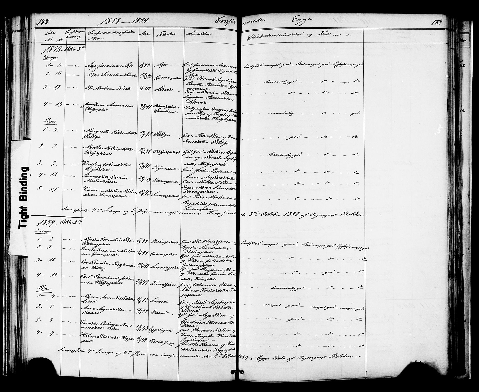 Ministerialprotokoller, klokkerbøker og fødselsregistre - Nord-Trøndelag, SAT/A-1458/739/L0367: Parish register (official) no. 739A01 /3, 1838-1868, p. 188-189