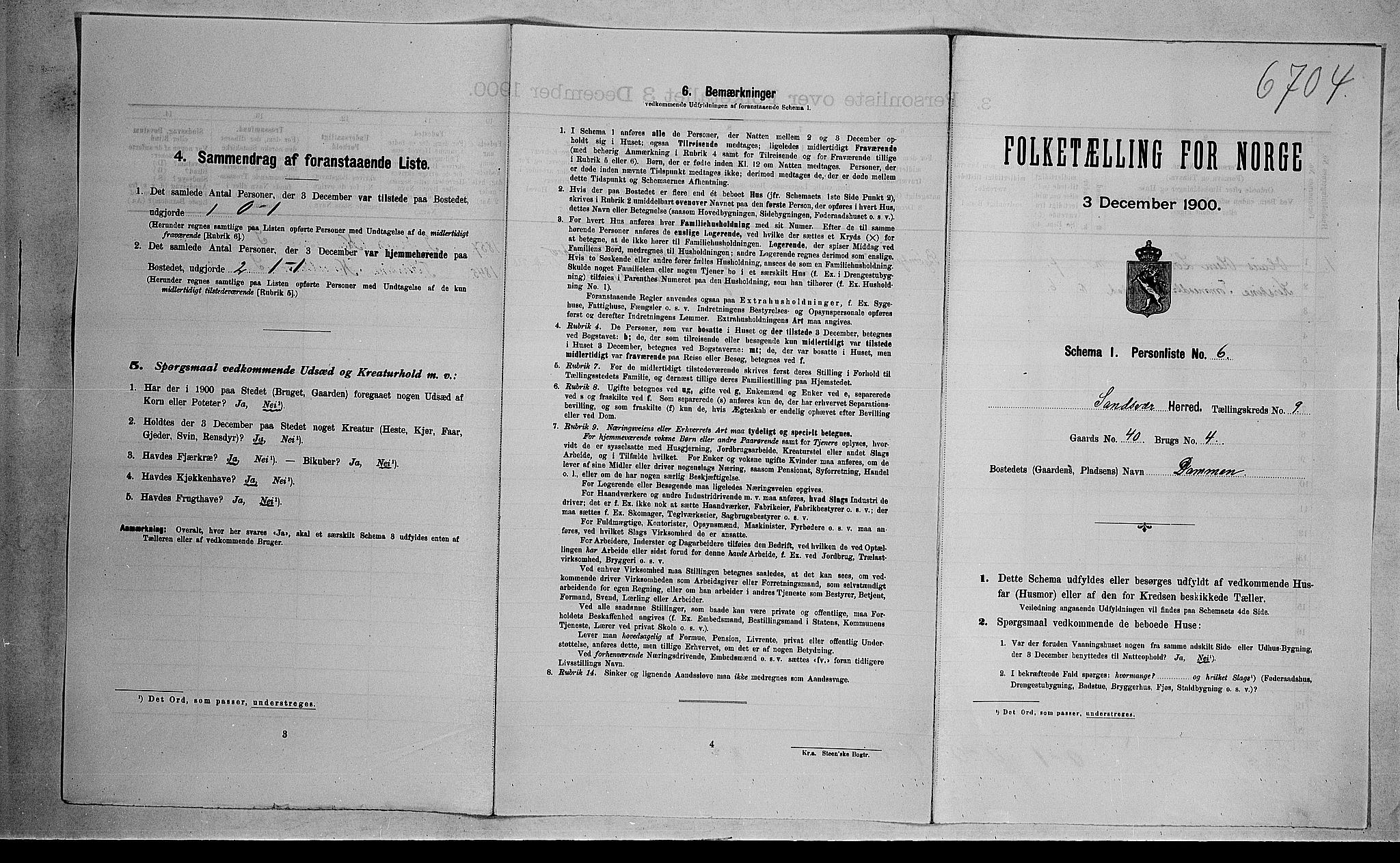 RA, 1900 census for Sandsvær, 1900, p. 1330