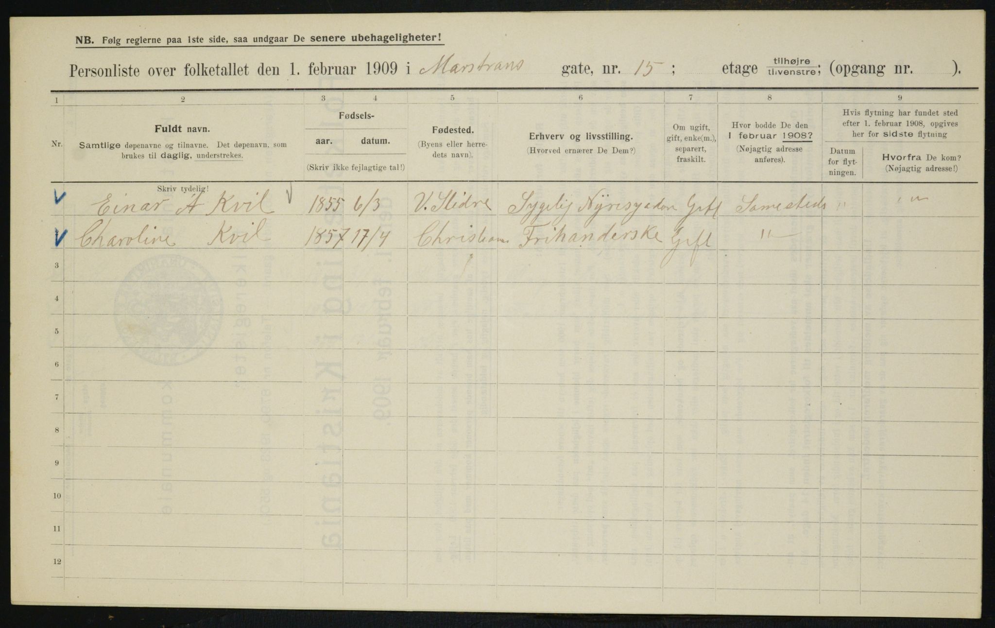 OBA, Municipal Census 1909 for Kristiania, 1909, p. 58759