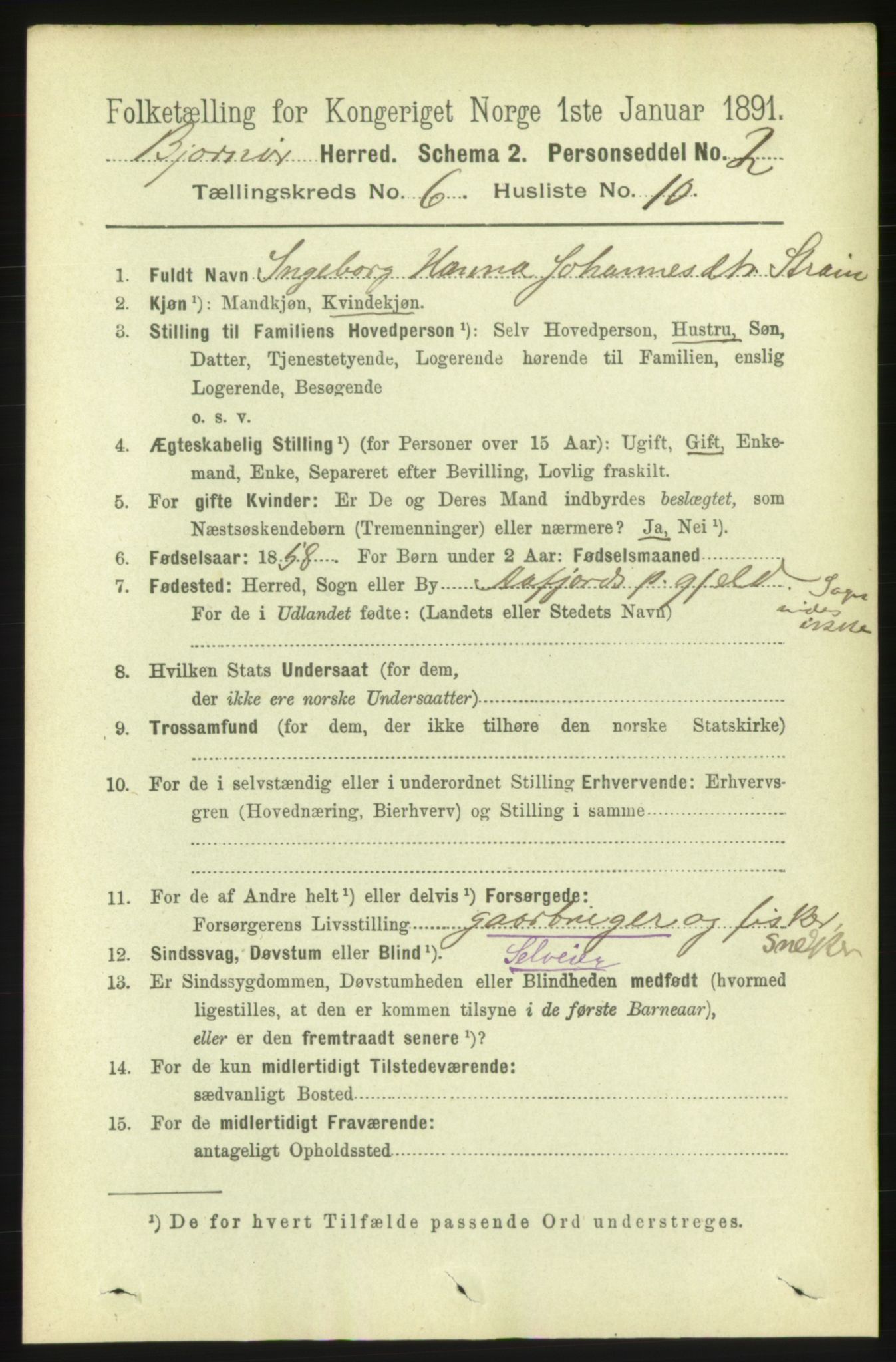 RA, 1891 census for 1632 Bjørnør, 1891, p. 2639