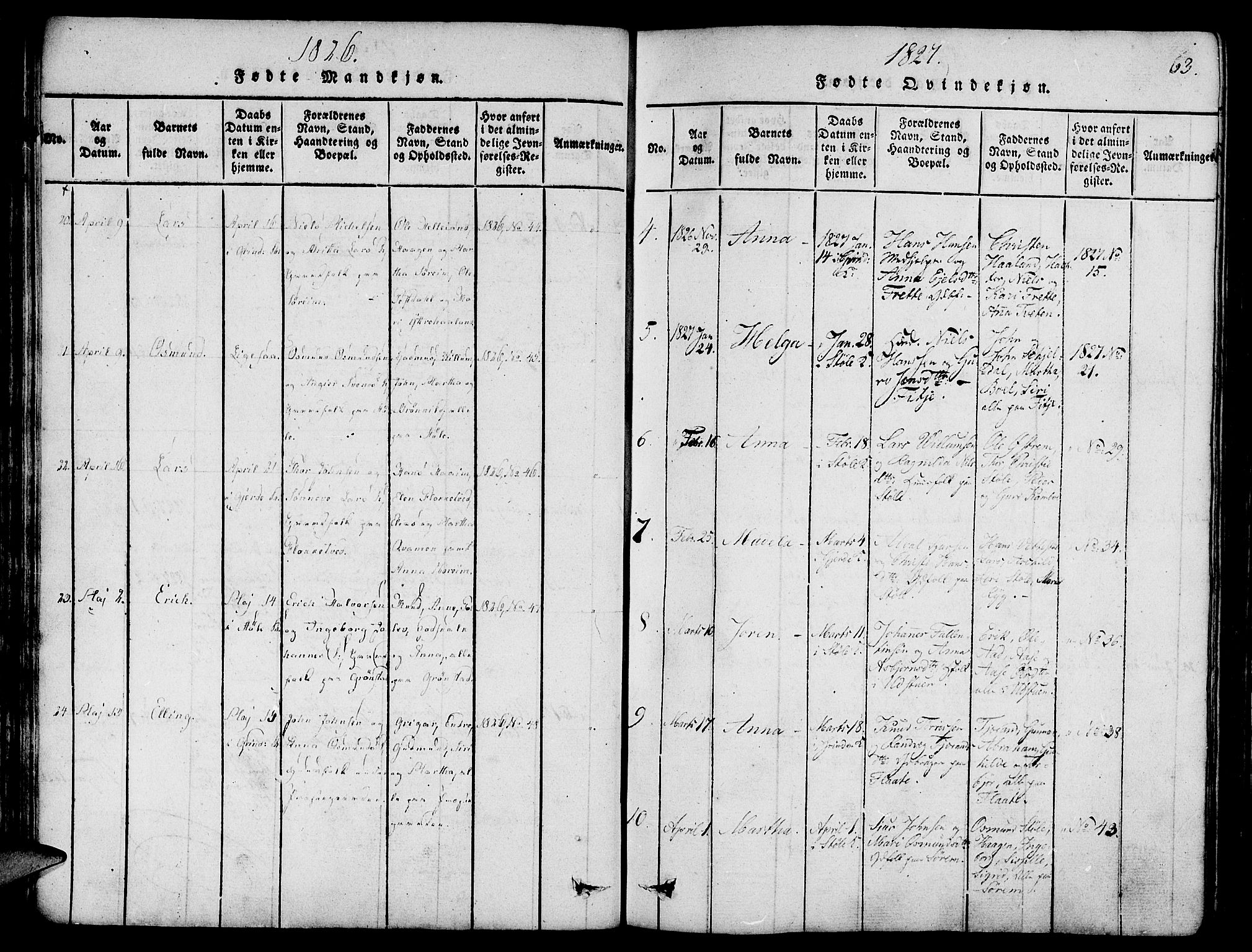 Etne sokneprestembete, SAB/A-75001/H/Haa: Parish register (official) no. A 6, 1815-1831, p. 63