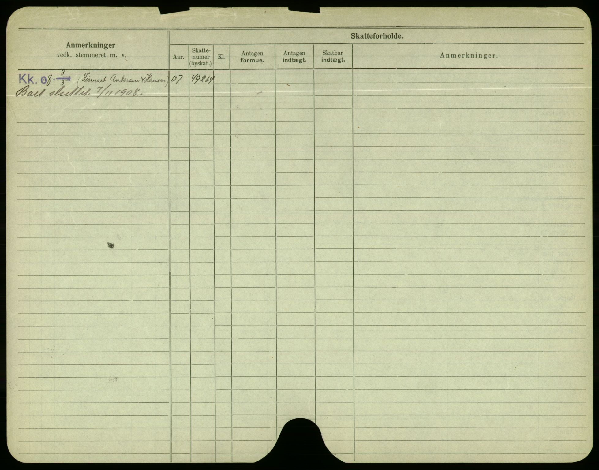 Oslo folkeregister, Registerkort, AV/SAO-A-11715/F/Fa/Fac/L0004: Menn, 1906-1914, p. 274b