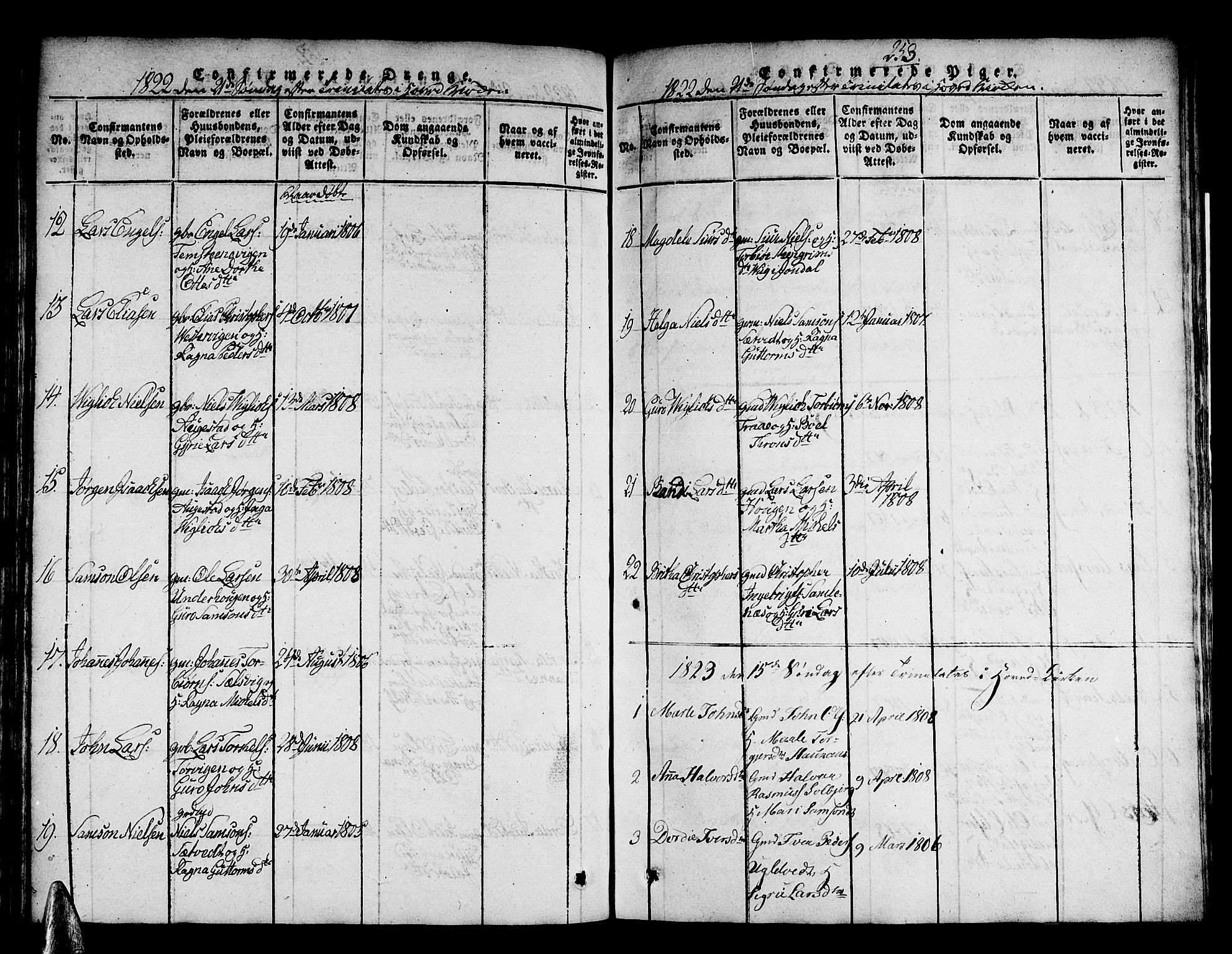 Strandebarm sokneprestembete, SAB/A-78401/H/Haa: Parish register (official) no. A 5, 1816-1826, p. 253