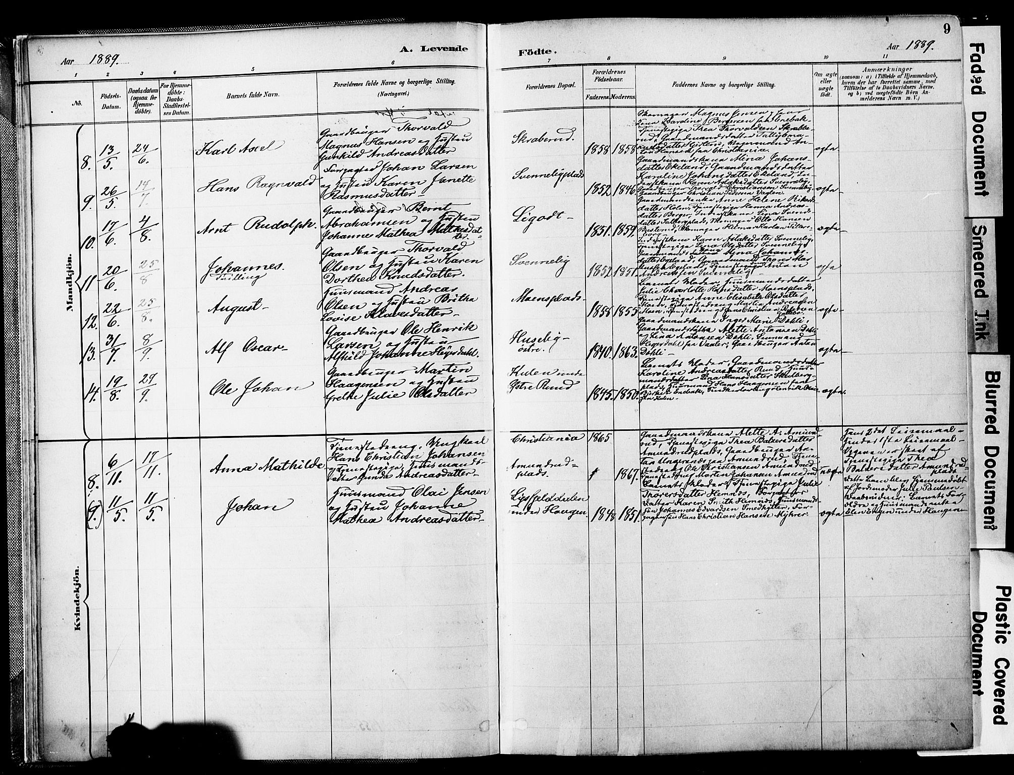Spydeberg prestekontor Kirkebøker, AV/SAO-A-10924/F/Fb/L0001: Parish register (official) no. II 1, 1886-1907, p. 9