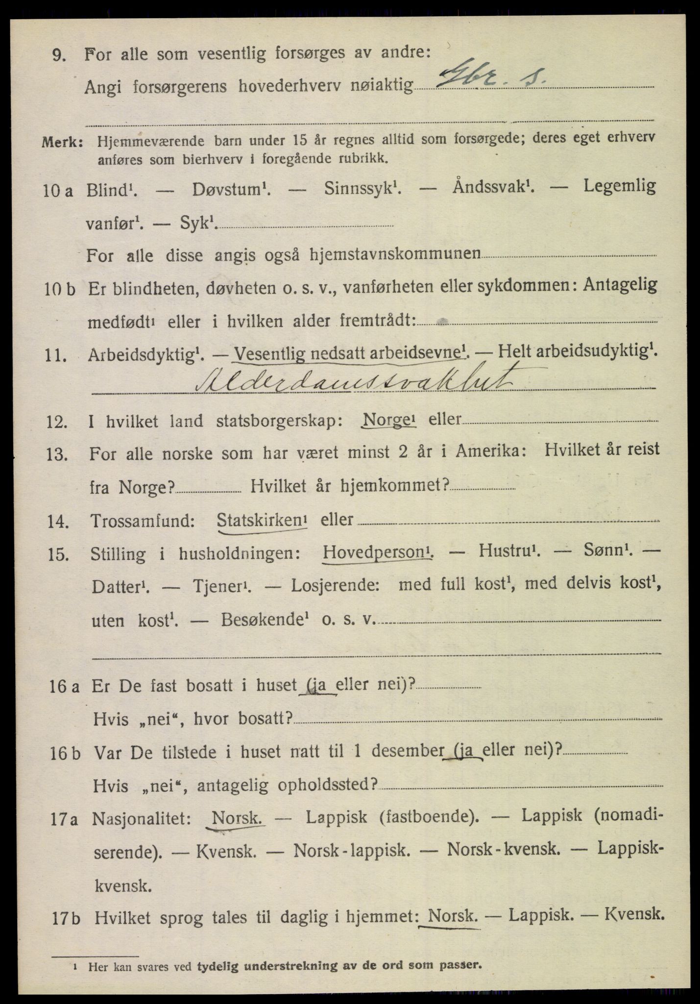 SAT, 1920 census for Sørfold, 1920, p. 1360