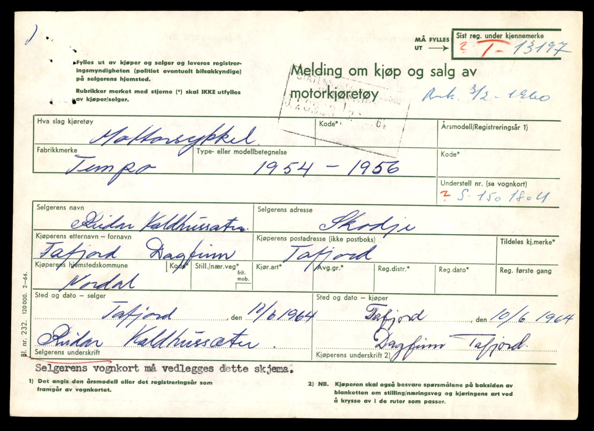 Møre og Romsdal vegkontor - Ålesund trafikkstasjon, AV/SAT-A-4099/F/Fe/L0038: Registreringskort for kjøretøy T 13180 - T 13360, 1927-1998, p. 267