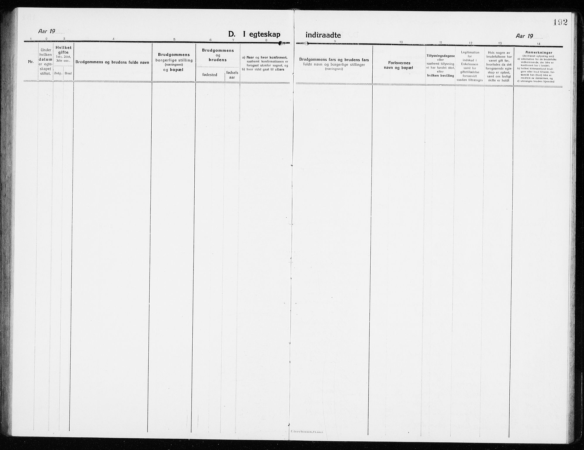 Gol kirkebøker, SAKO/A-226/G/Ga/L0004: Parish register (copy) no. I 4, 1915-1943, p. 192