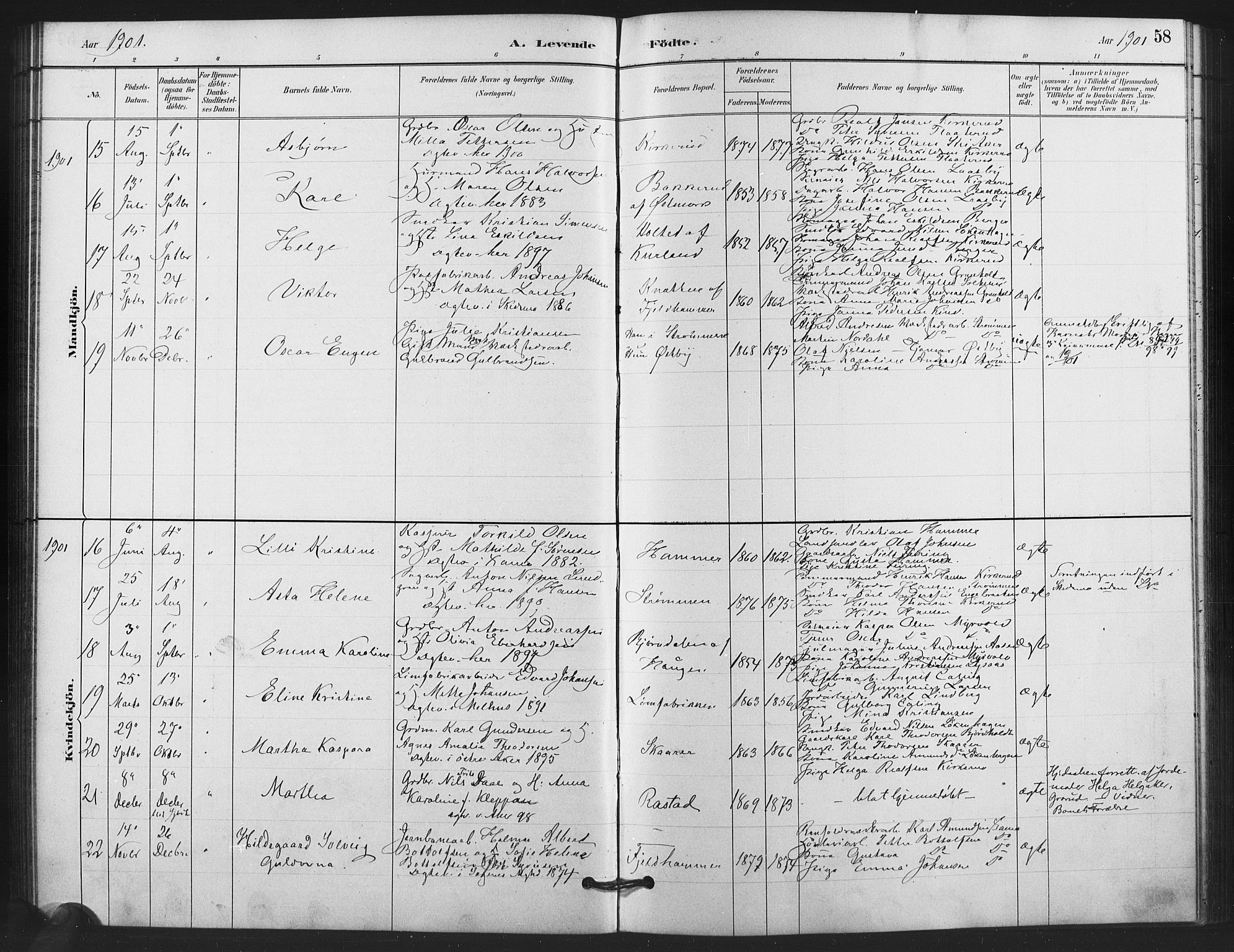 Skedsmo prestekontor Kirkebøker, AV/SAO-A-10033a/F/Fb/L0001: Parish register (official) no. II 1, 1883-1901, p. 58