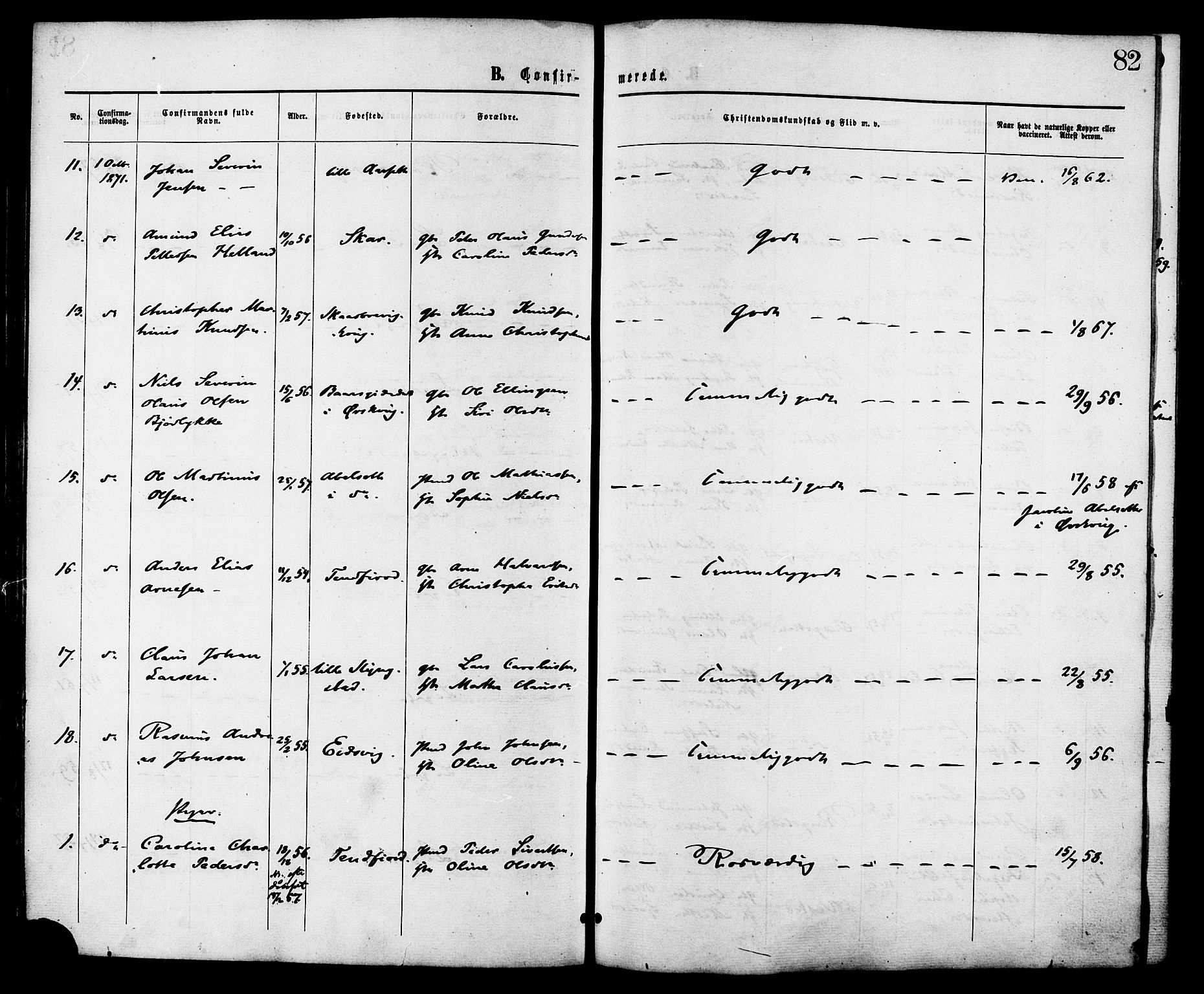 Ministerialprotokoller, klokkerbøker og fødselsregistre - Møre og Romsdal, AV/SAT-A-1454/525/L0373: Parish register (official) no. 525A03, 1864-1879, p. 82