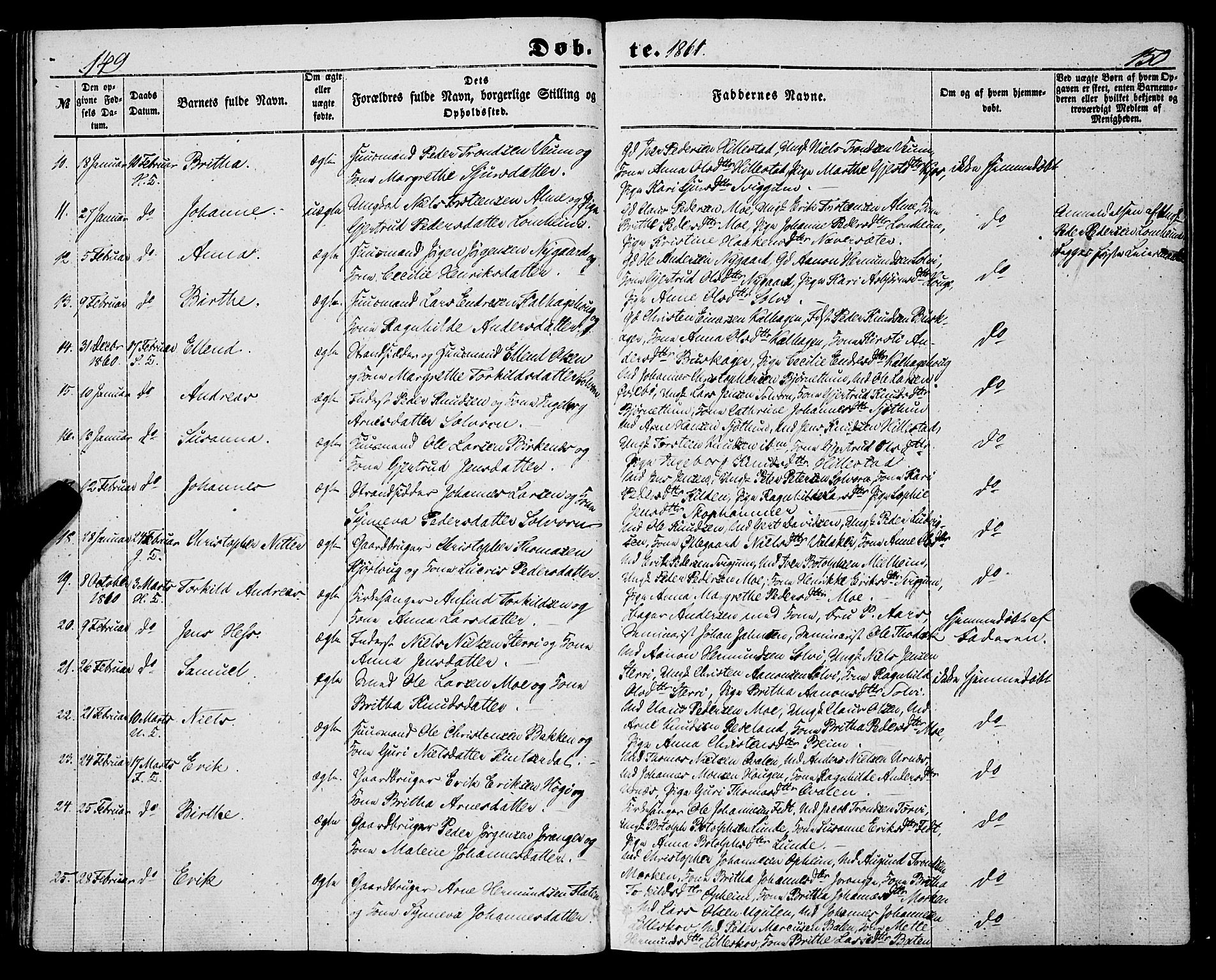 Hafslo sokneprestembete, AV/SAB-A-80301/H/Haa/Haaa/L0009: Parish register (official) no. A 9, 1852-1873, p. 149-150