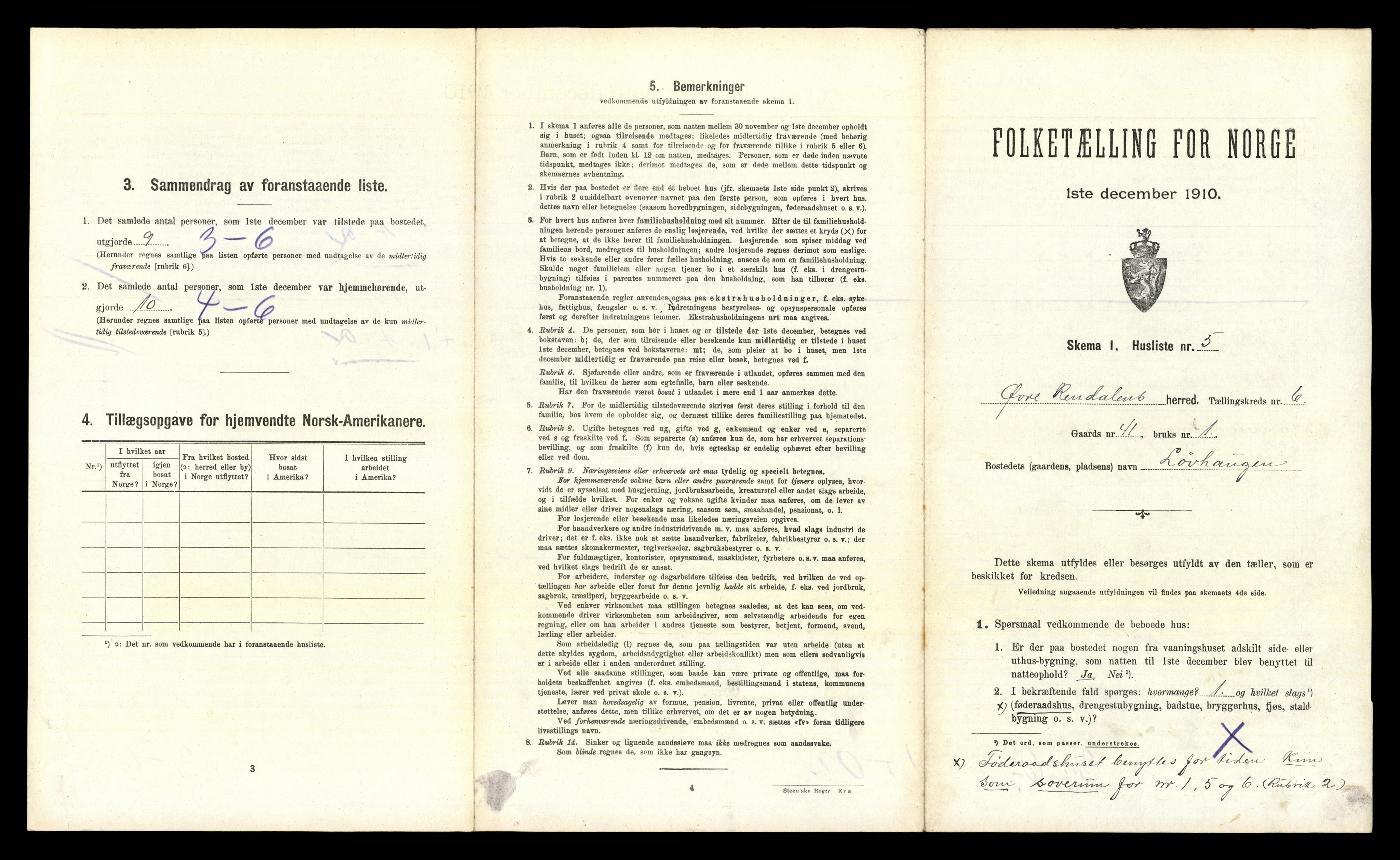 RA, 1910 census for Øvre Rendal, 1910, p. 398