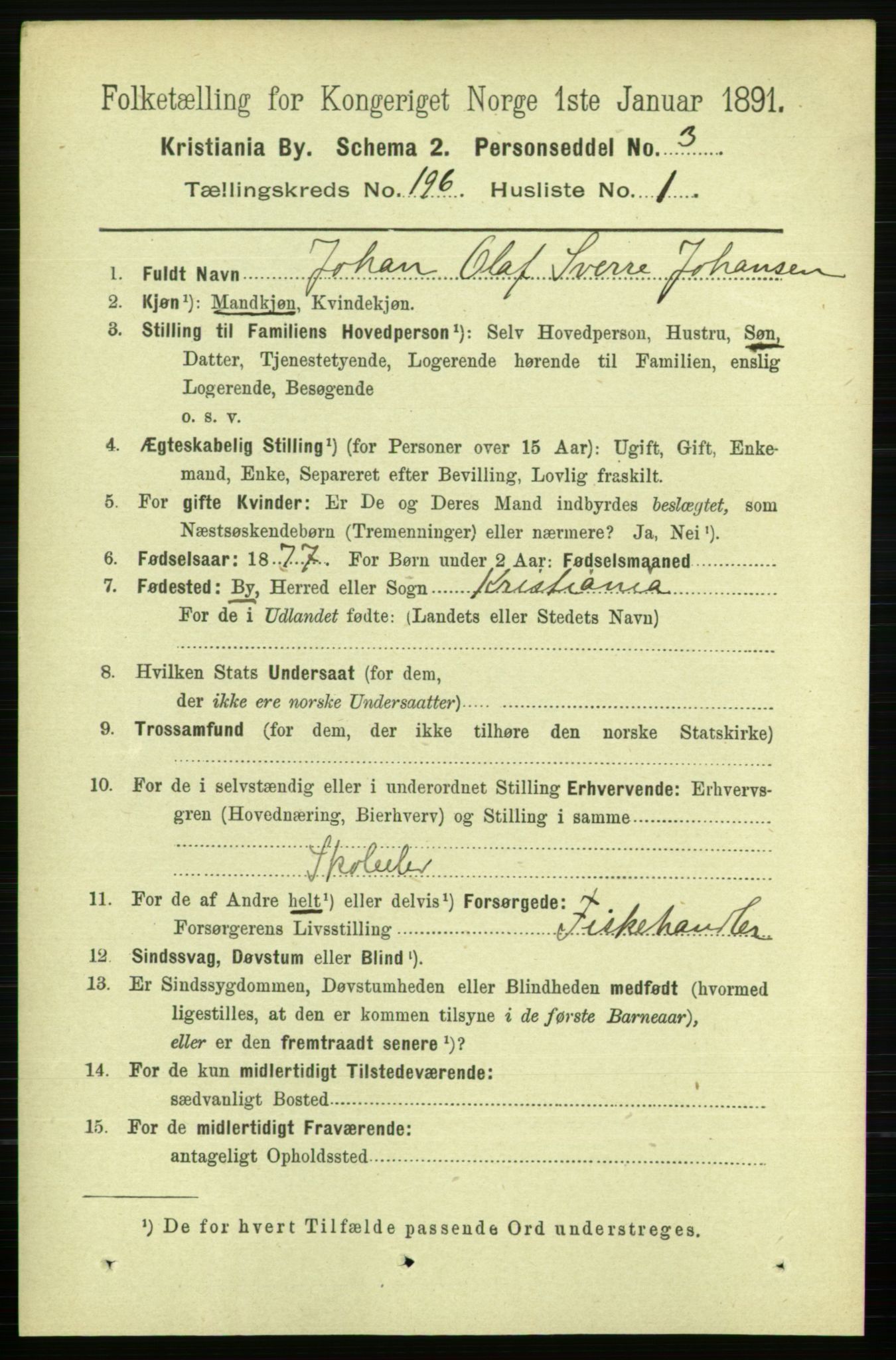 RA, 1891 census for 0301 Kristiania, 1891, p. 118095