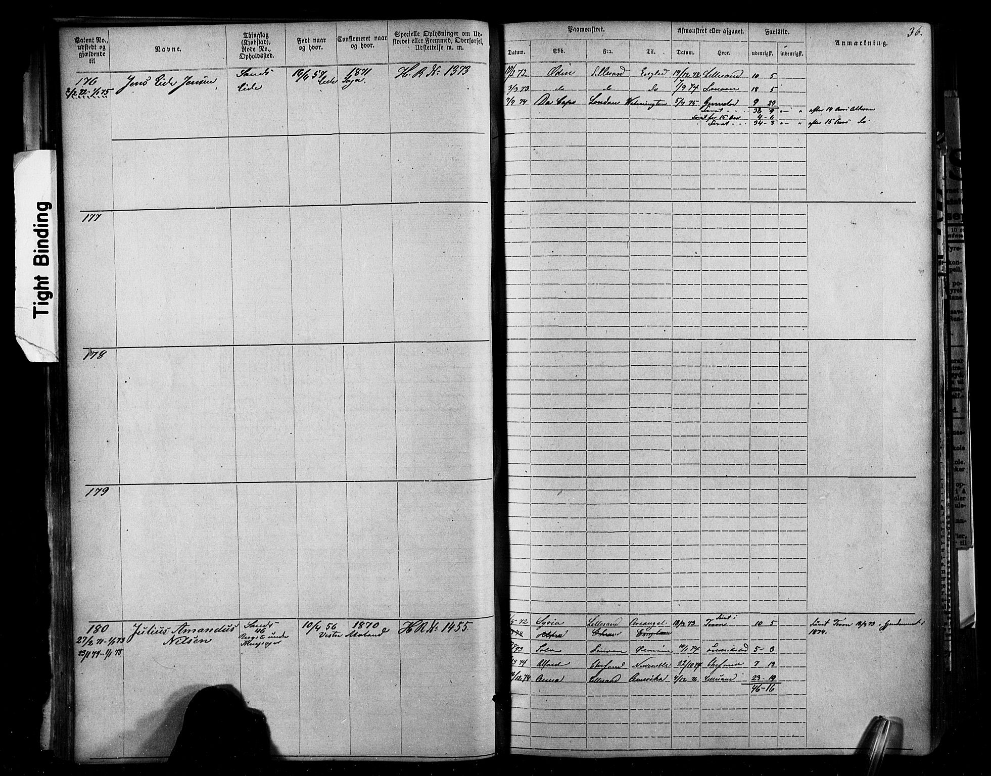 Lillesand mønstringskrets, SAK/2031-0014/F/Fa/L0002: Annotasjonsrulle nr 1-1910 med register, W-8, 1868-1891, p. 53