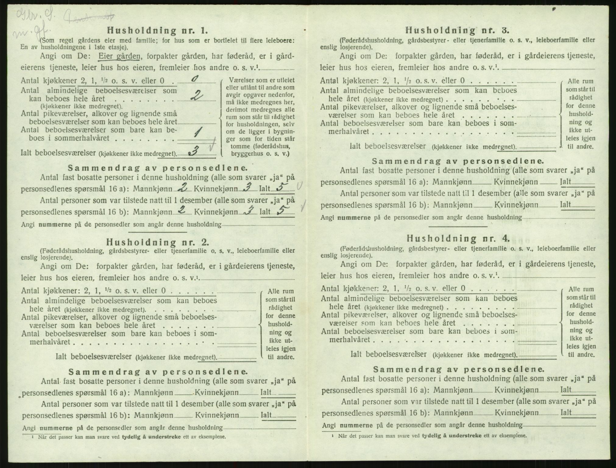 SAK, 1920 census for Valle, 1920, p. 184