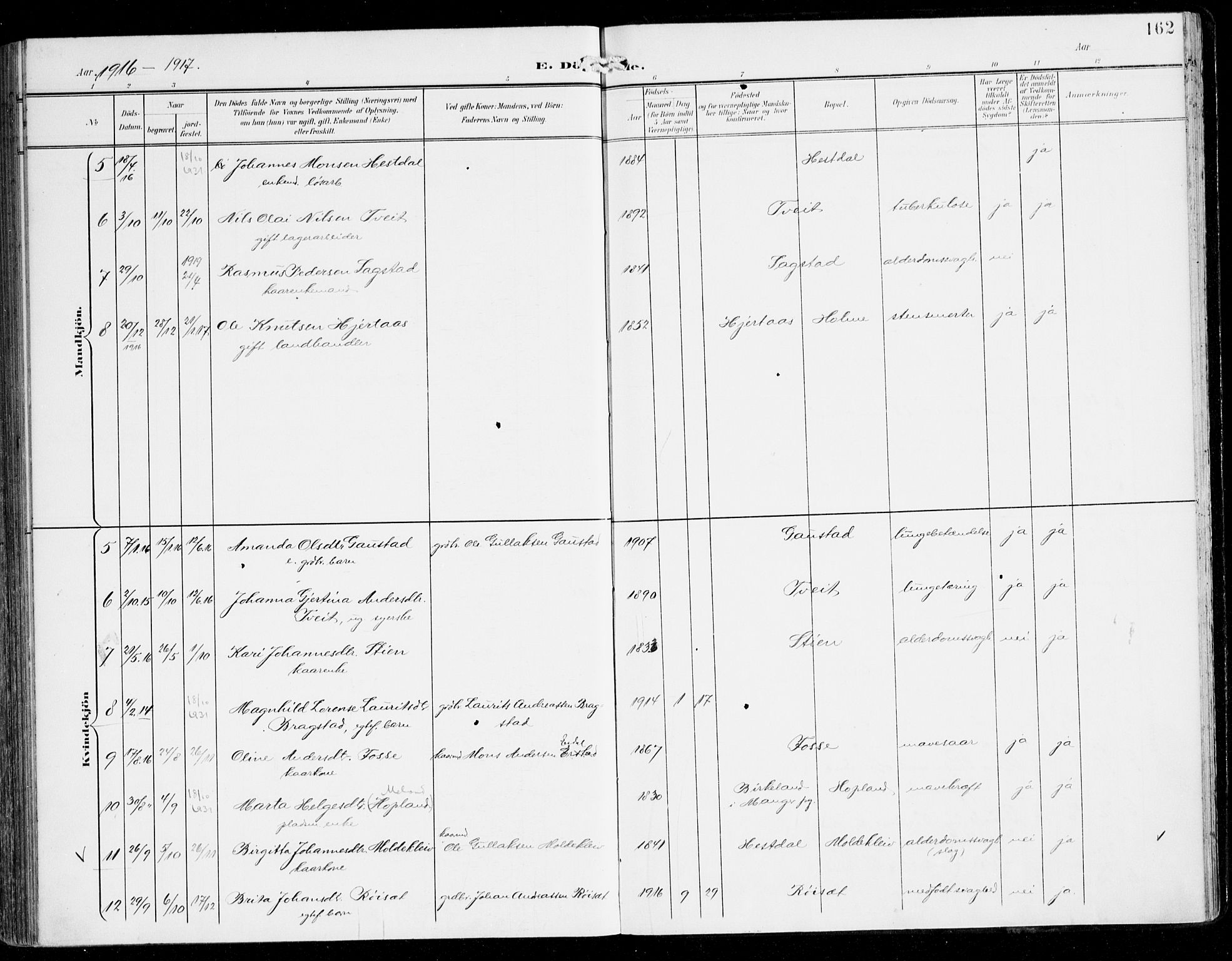 Alversund Sokneprestembete, AV/SAB-A-73901/H/Ha/Haa/Haac/L0002: Parish register (official) no. C 2, 1901-1921, p. 162