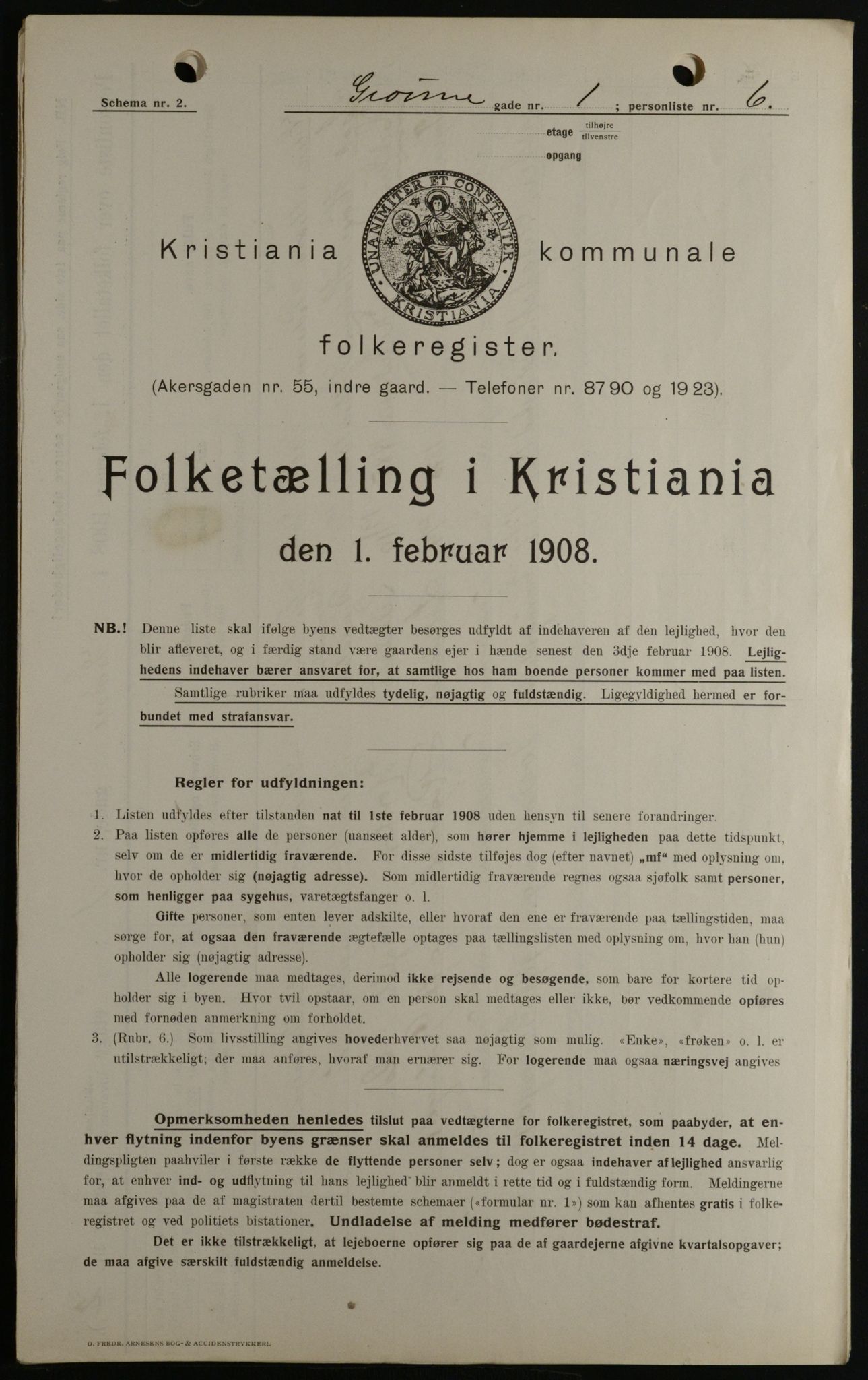 OBA, Municipal Census 1908 for Kristiania, 1908, p. 29168