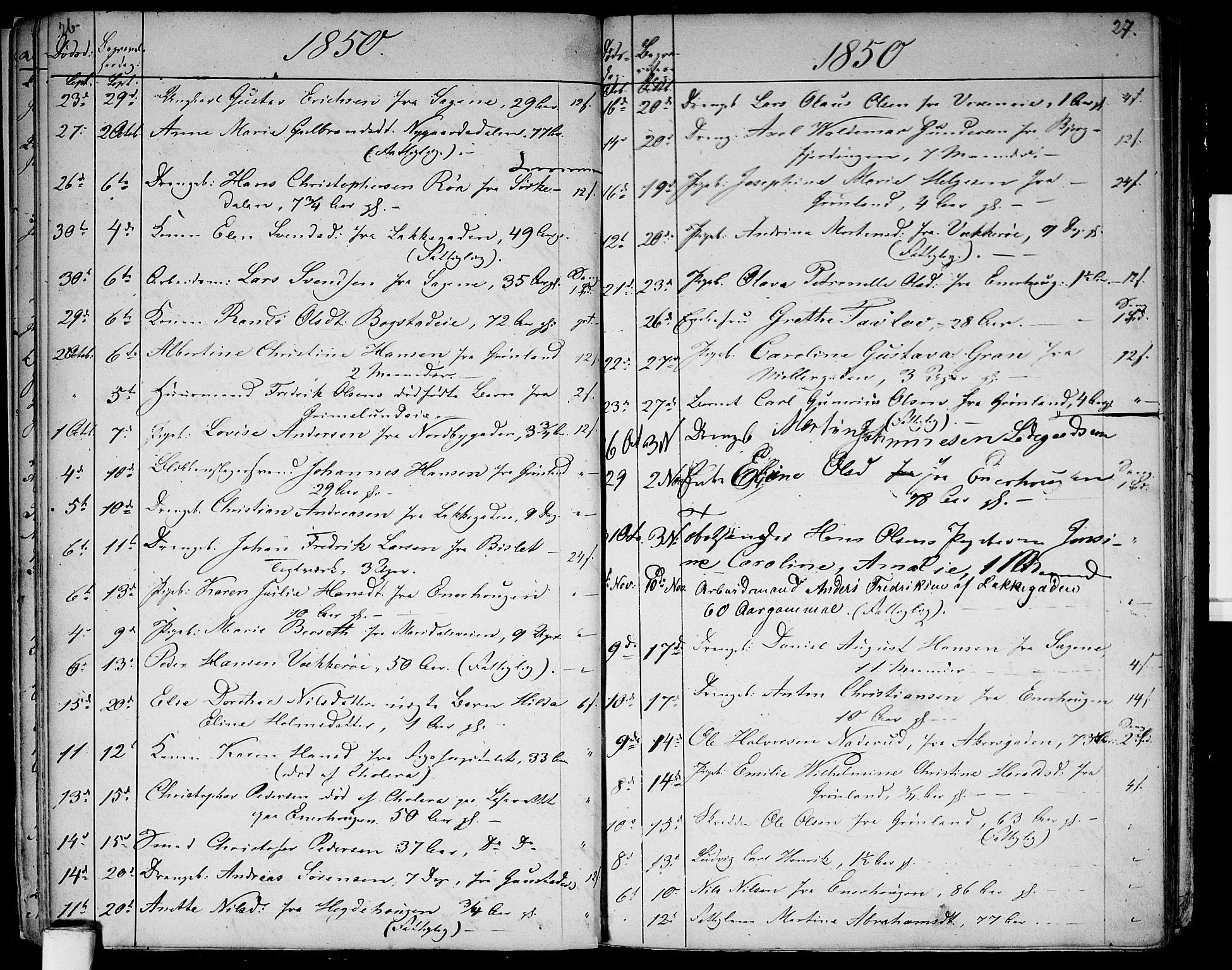 Aker prestekontor kirkebøker, AV/SAO-A-10861/G/L0012: Parish register (copy) no. 12, 1846-1860, p. 26-27