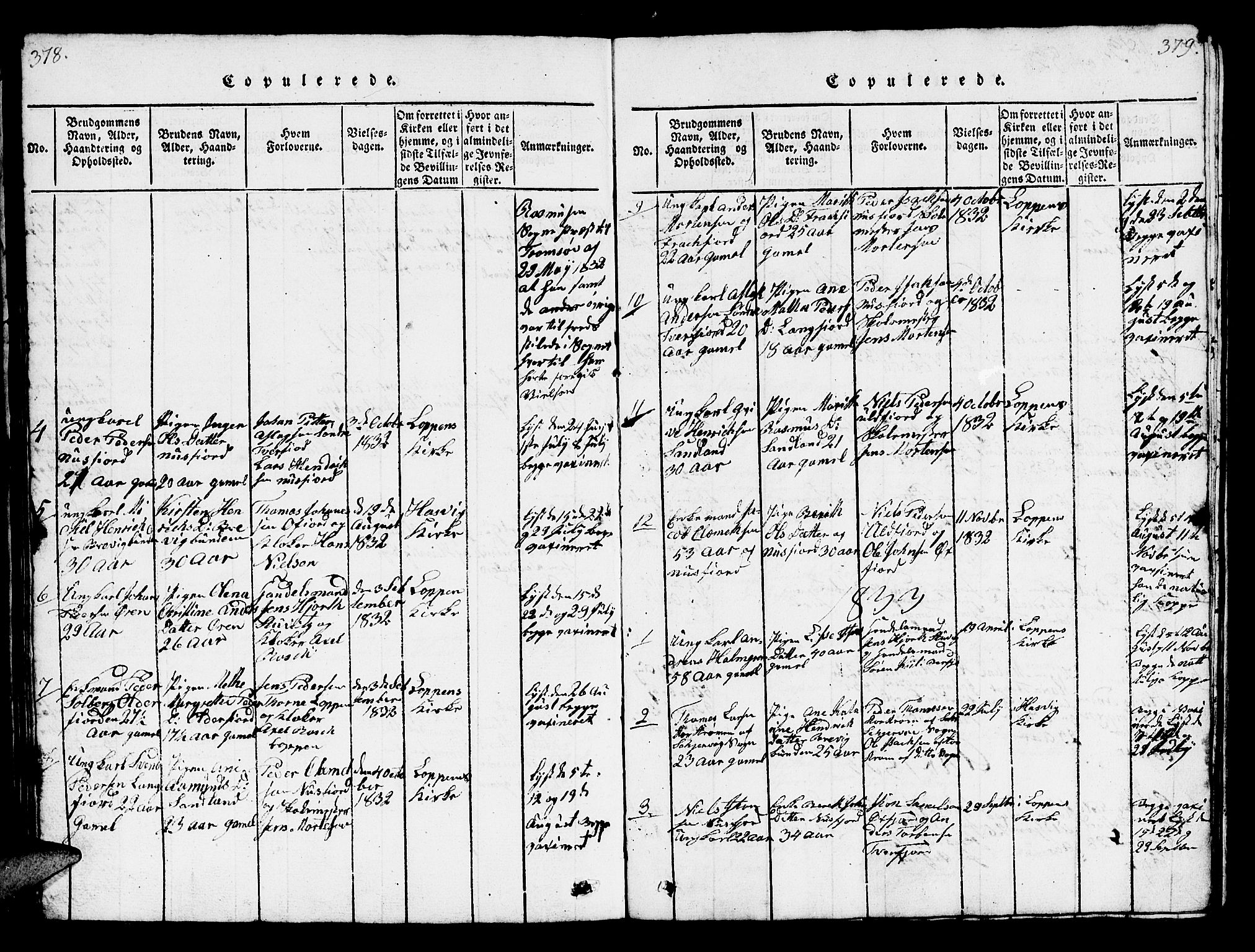 Loppa sokneprestkontor, SATØ/S-1339/H/Hb/L0001klokker: Parish register (copy) no. 1, 1820-1849, p. 378-379