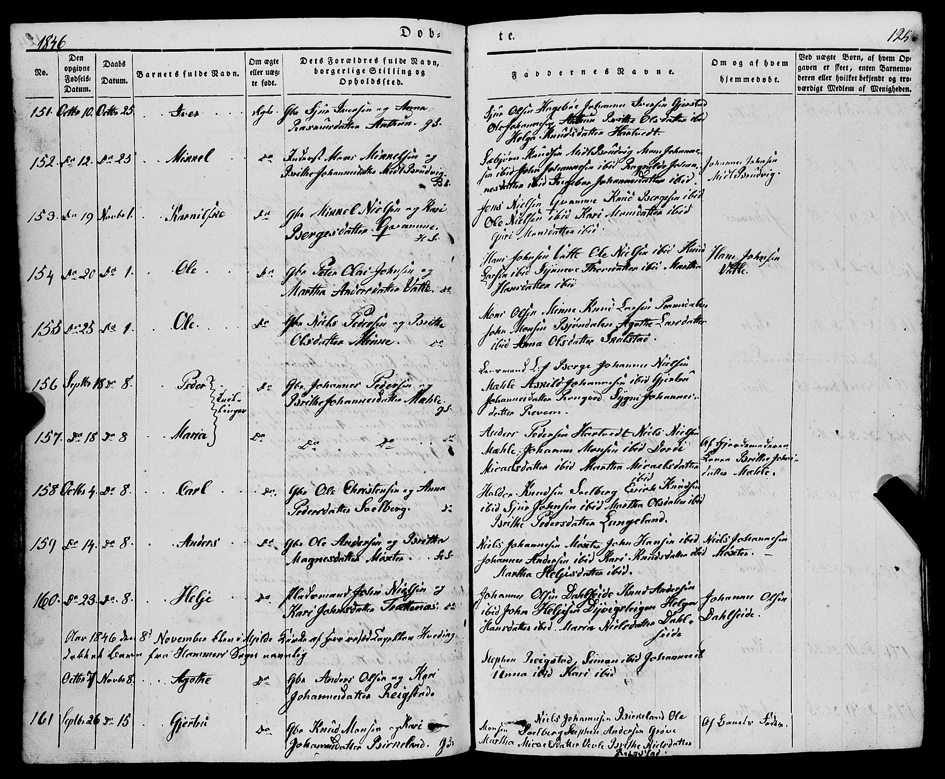 Haus sokneprestembete, AV/SAB-A-75601/H/Haa: Parish register (official) no. A 15, 1838-1847, p. 125