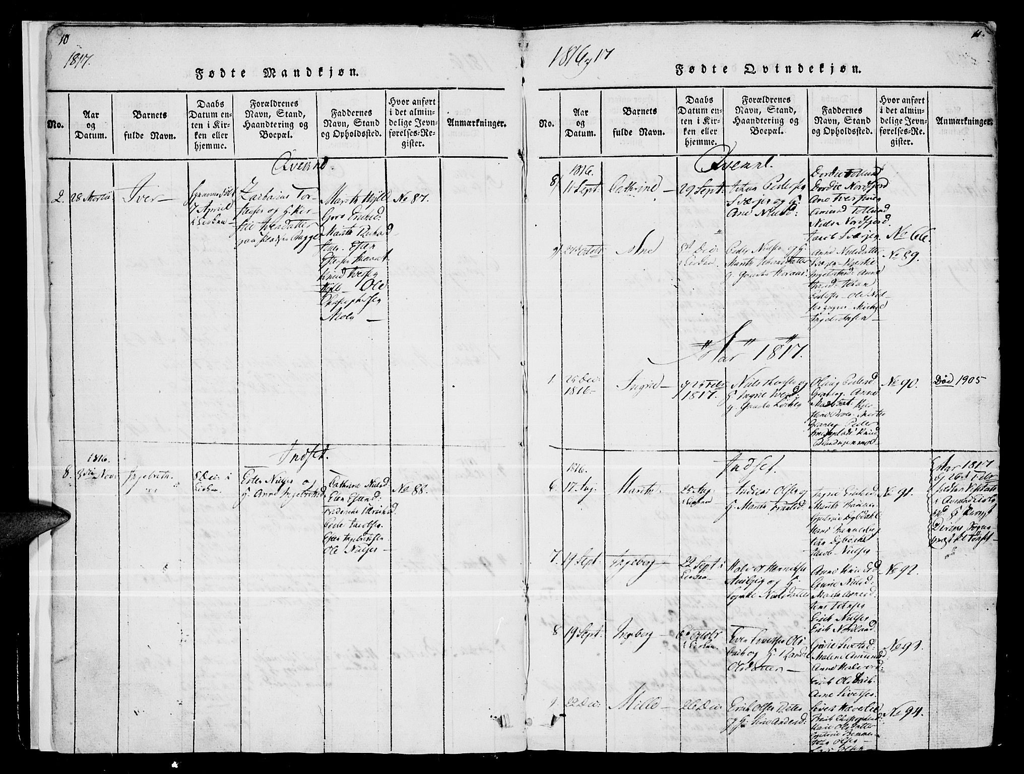 Kvikne prestekontor, SAH/PREST-064/H/Ha/Haa/L0004: Parish register (official) no. 4, 1815-1840, p. 10-11