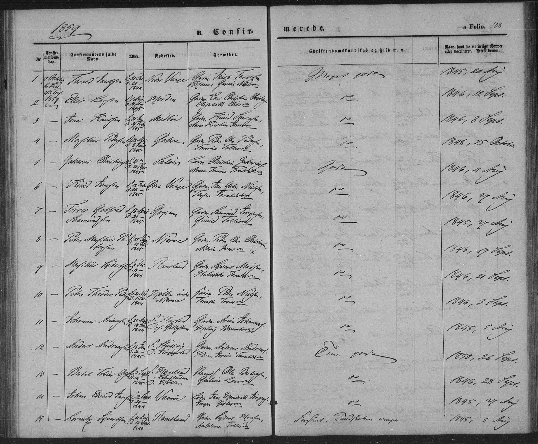 Sør-Audnedal sokneprestkontor, AV/SAK-1111-0039/F/Fa/Faa/L0002: Parish register (official) no. A 2, 1848-1867, p. 108