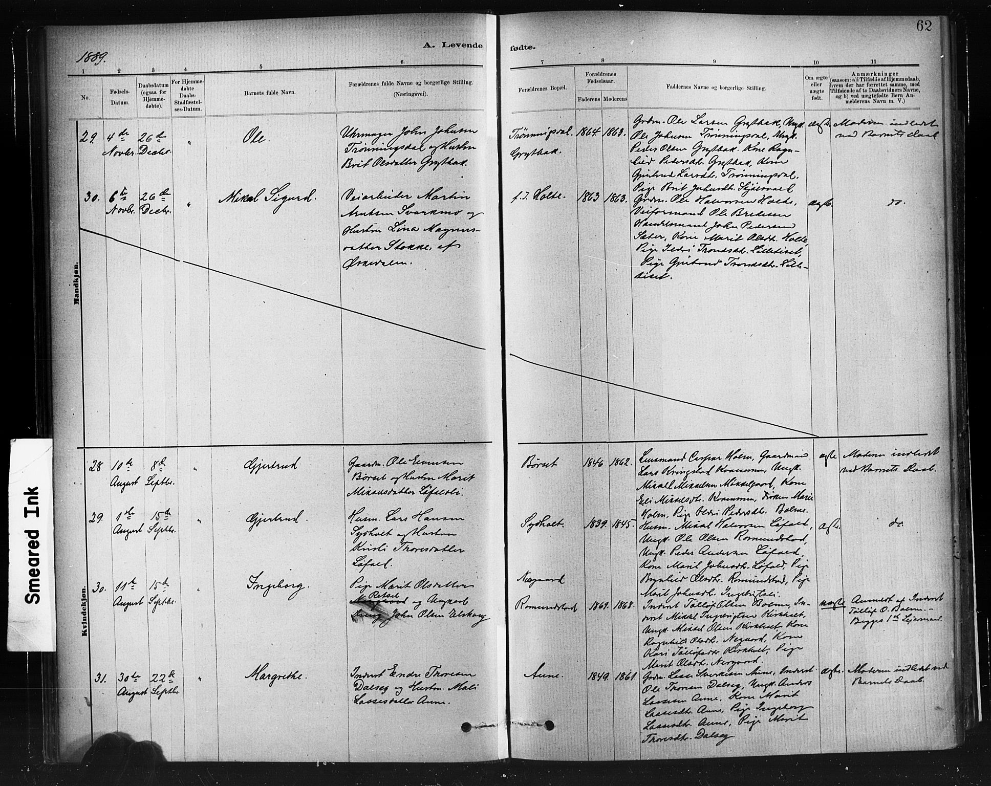 Ministerialprotokoller, klokkerbøker og fødselsregistre - Møre og Romsdal, AV/SAT-A-1454/598/L1069: Parish register (official) no. 598A03, 1882-1895, p. 62