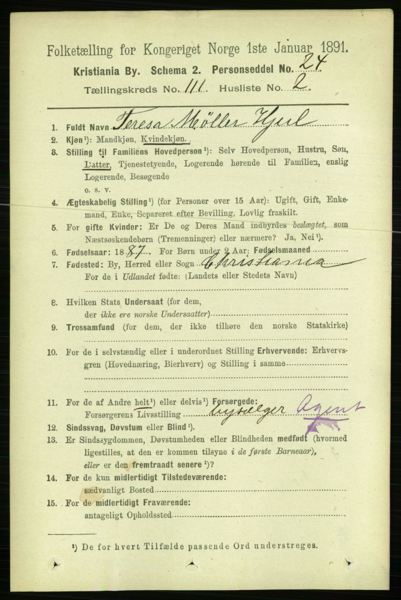 RA, 1891 census for 0301 Kristiania, 1891, p. 57948