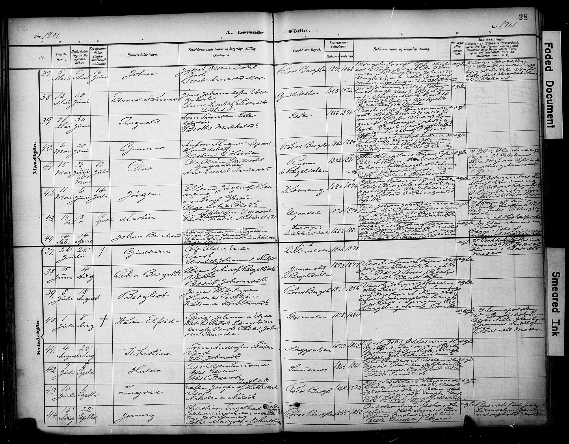 Ministerialprotokoller, klokkerbøker og fødselsregistre - Sør-Trøndelag, AV/SAT-A-1456/681/L0936: Parish register (official) no. 681A14, 1899-1908, p. 28