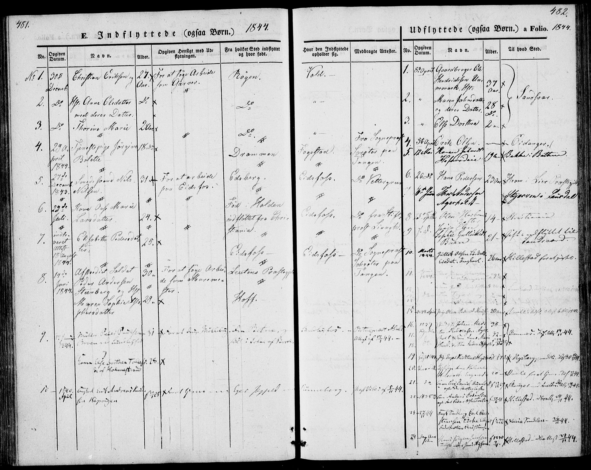 Hof kirkebøker, AV/SAKO-A-64/F/Fa/L0005: Parish register (official) no. I 5, 1844-1851, p. 481-482