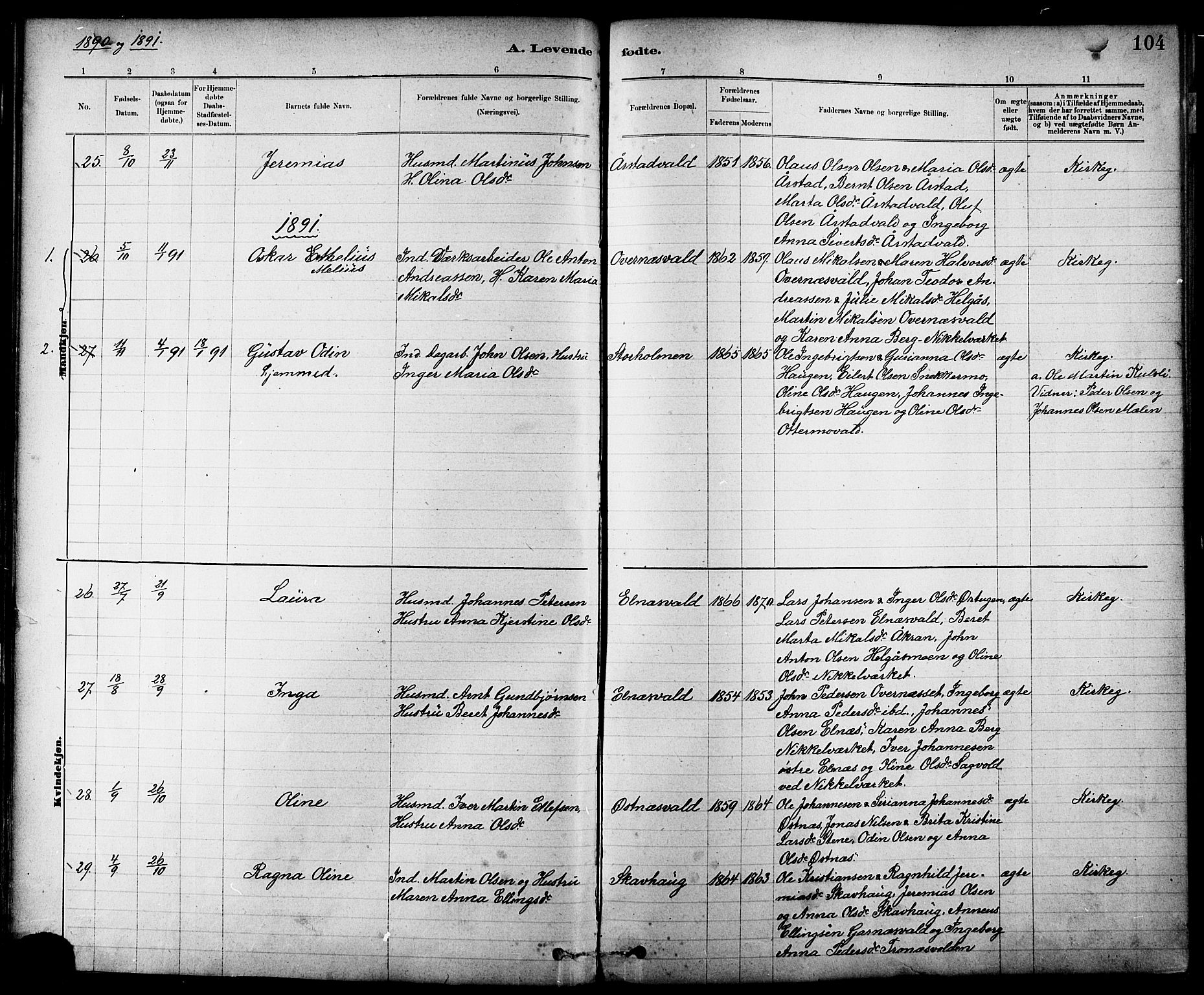 Ministerialprotokoller, klokkerbøker og fødselsregistre - Nord-Trøndelag, AV/SAT-A-1458/724/L0267: Parish register (copy) no. 724C03, 1879-1898, p. 104