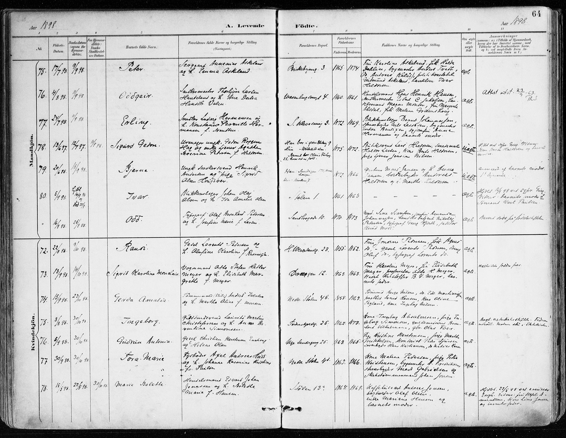 Mariakirken Sokneprestembete, SAB/A-76901/H/Haa/L0008: Parish register (official) no. A 8, 1893-1942, p. 64