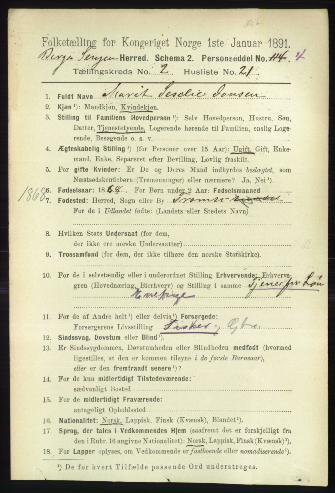 RA, 1891 census for 1929 Berg, 1891, p. 751