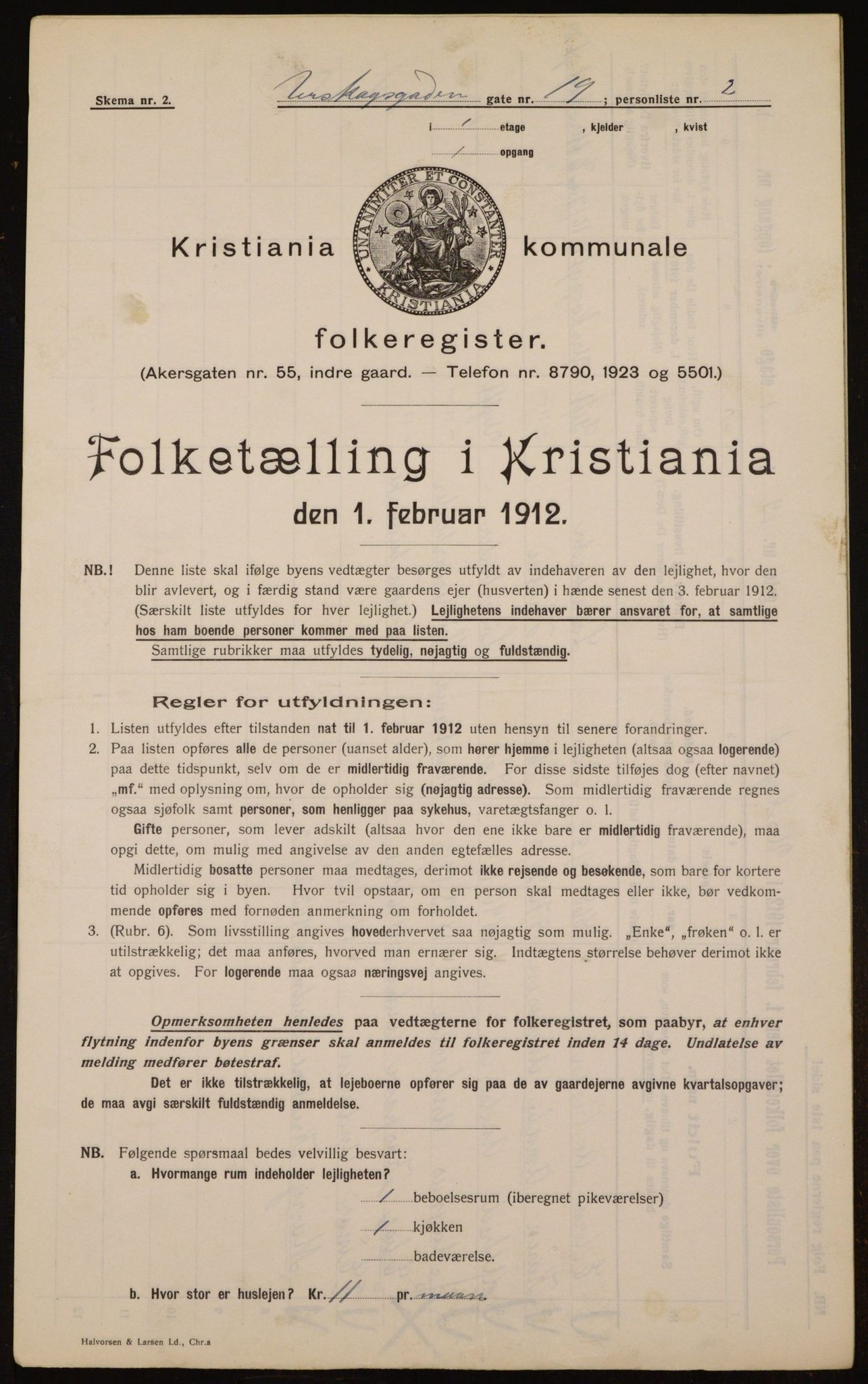 OBA, Municipal Census 1912 for Kristiania, 1912, p. 2532