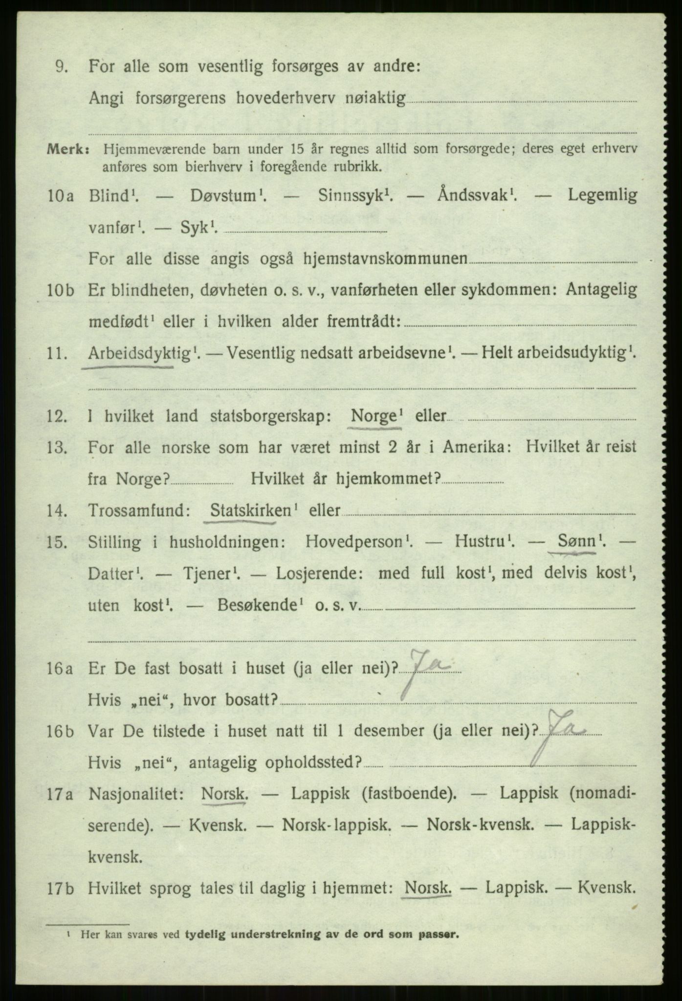 SATØ, 1920 census for Balsfjord, 1920, p. 3237