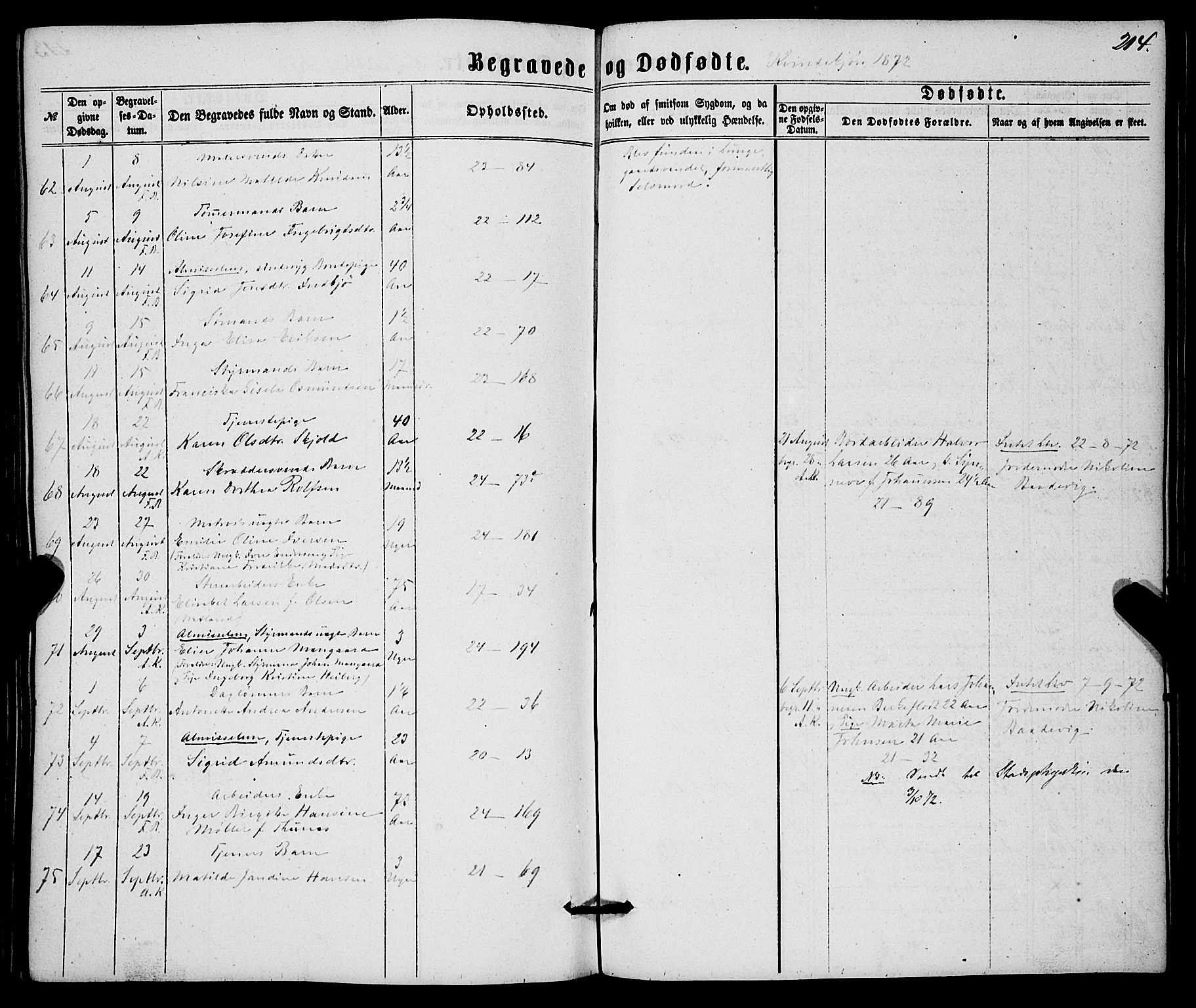 Korskirken sokneprestembete, AV/SAB-A-76101/H/Haa/L0045: Parish register (official) no. E 3, 1863-1875, p. 214